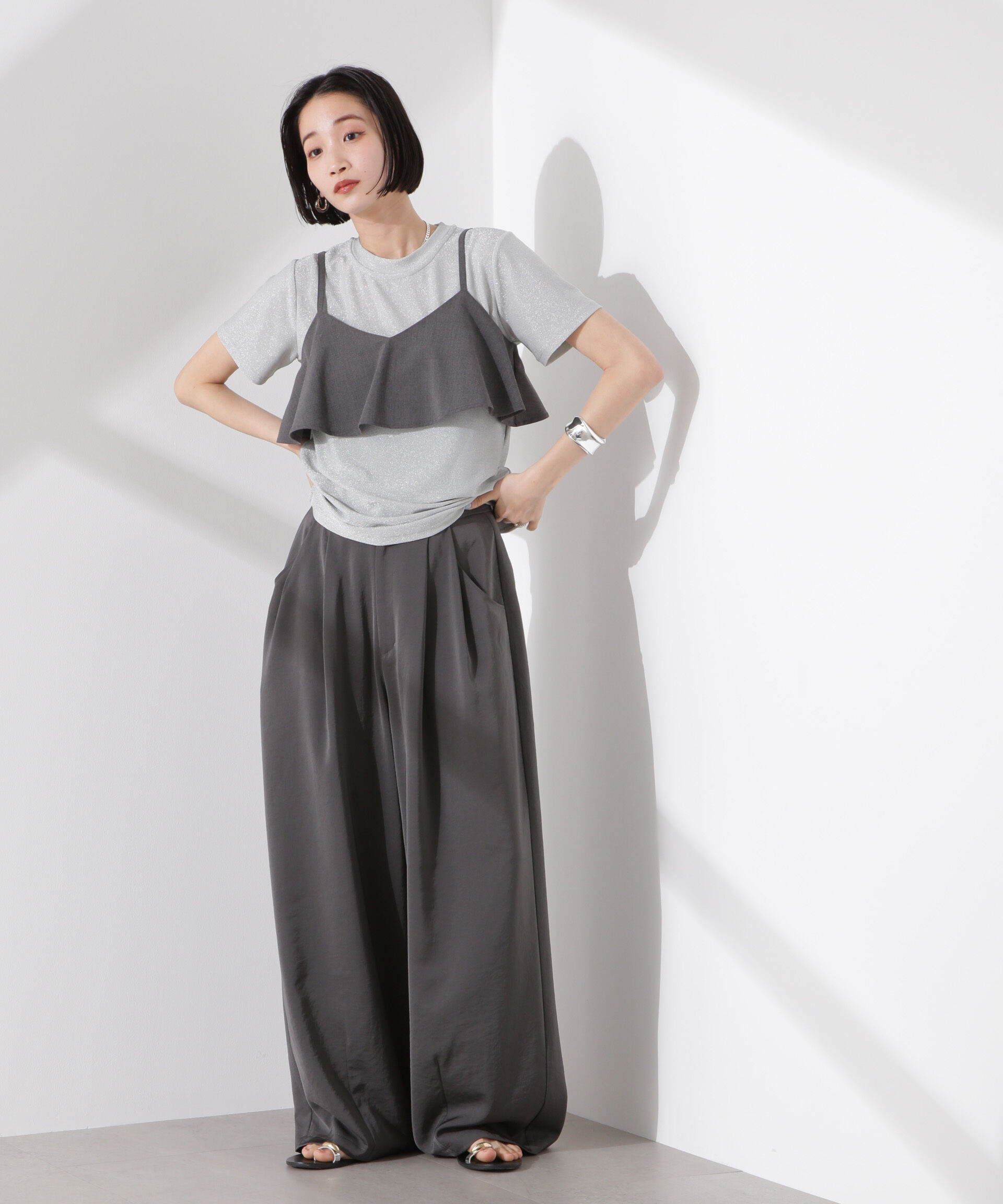 nano･universe「ラメカットクルーネックＴシャツ」|Tシャツ・カットソー|