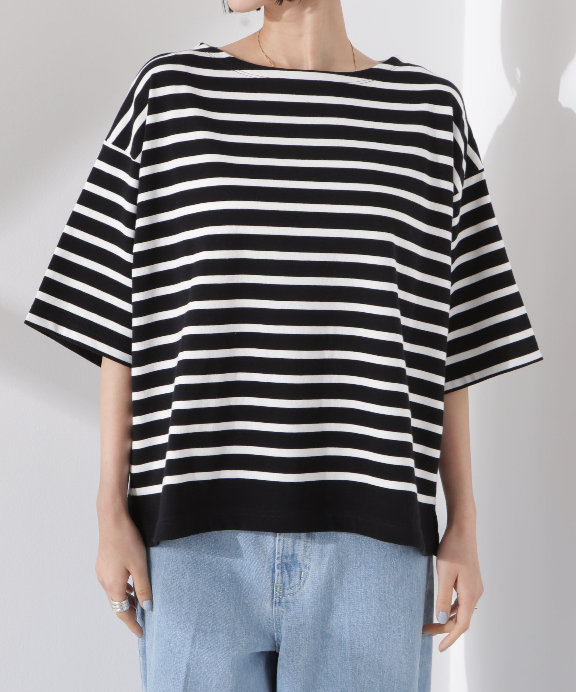 nano･universe「パネルボーダーワイドトップス」|Tシャツ・カットソー|