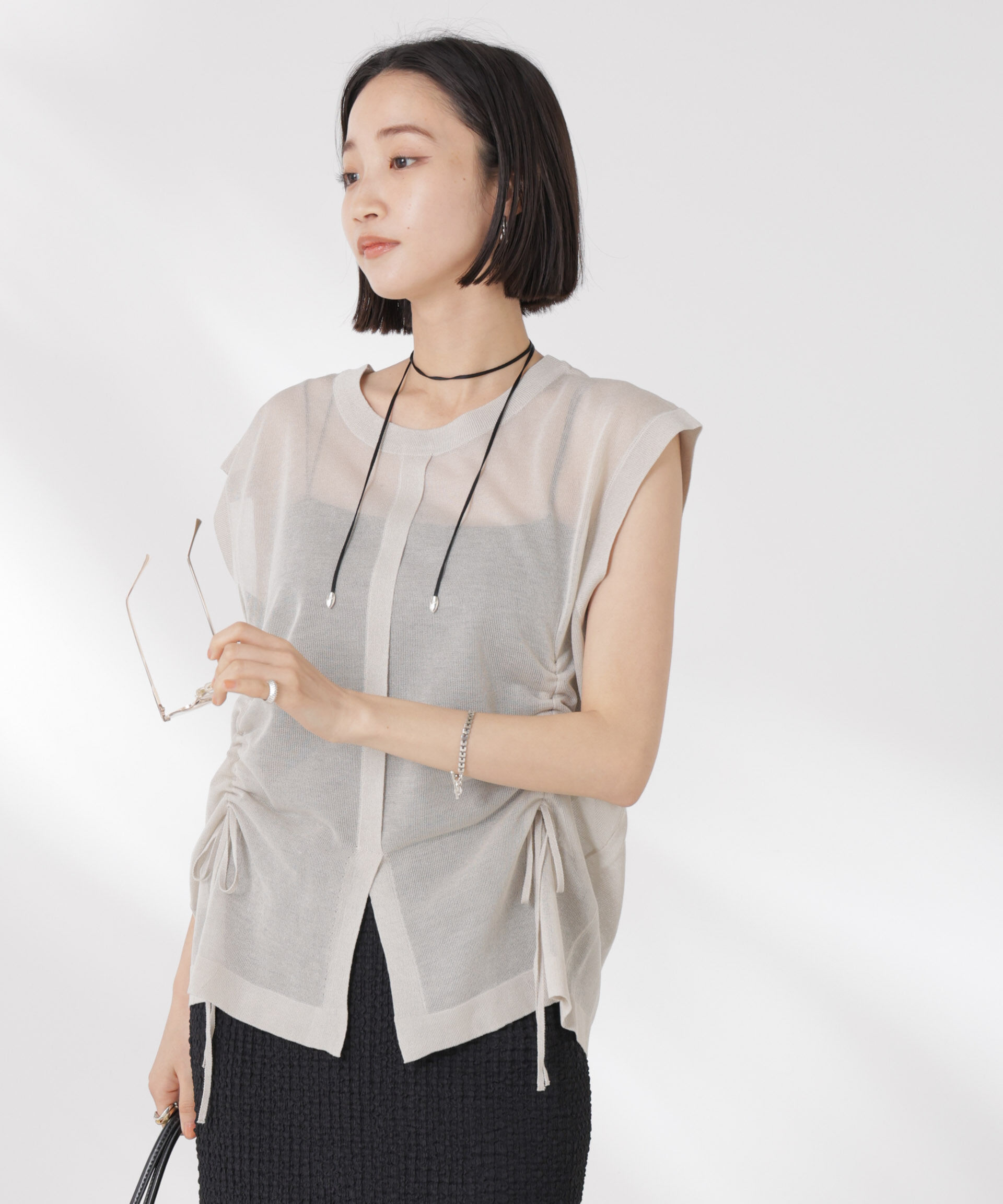 nano･universe「前後2wayドロストデザインシアーニット」|ニット・セーター|