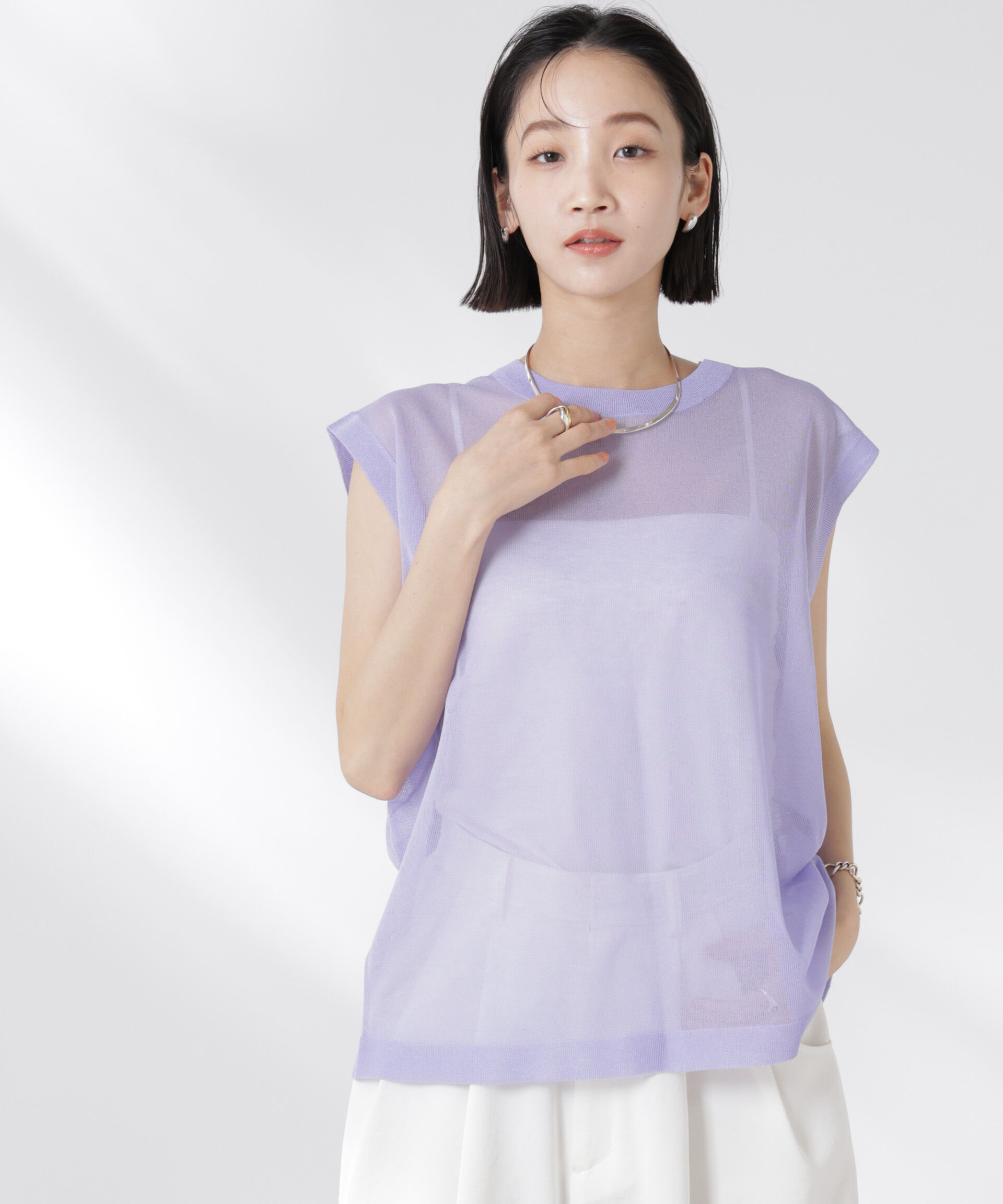 nano･universe「前後2wayドロストデザインシアーニット」|ニット・セーター|