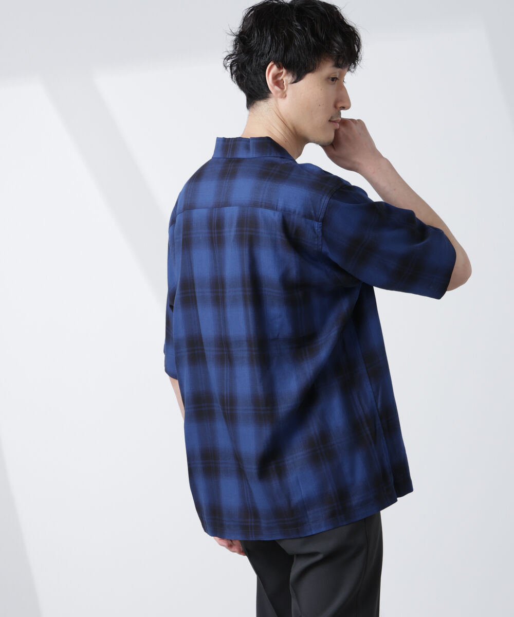 nano･universe「オリジナルパターンオンブレーシャツ 半袖」|シャツ・ブラウス|