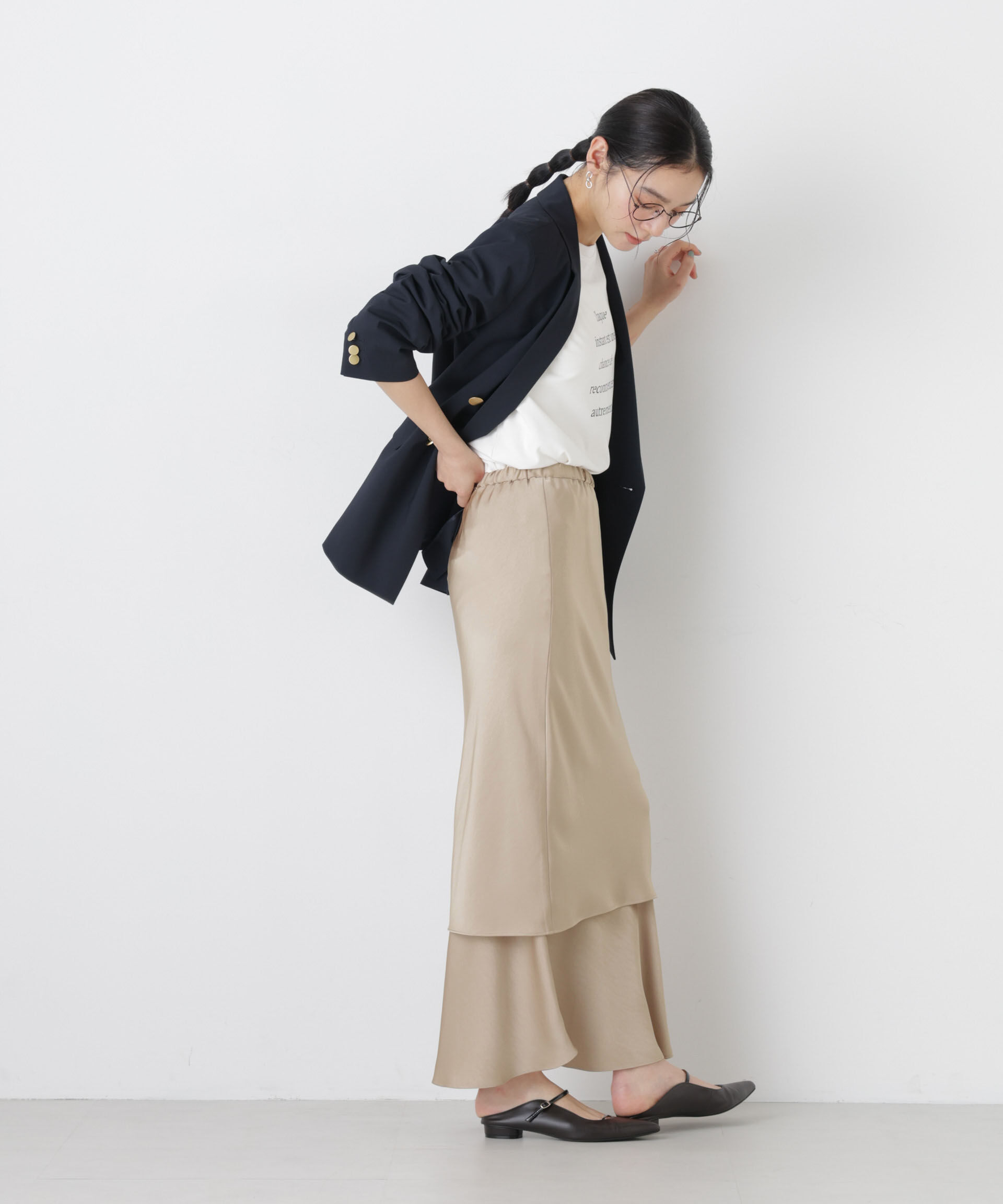 nano･universe「ダブルサテンレイヤードデザインスカート」|スカート|