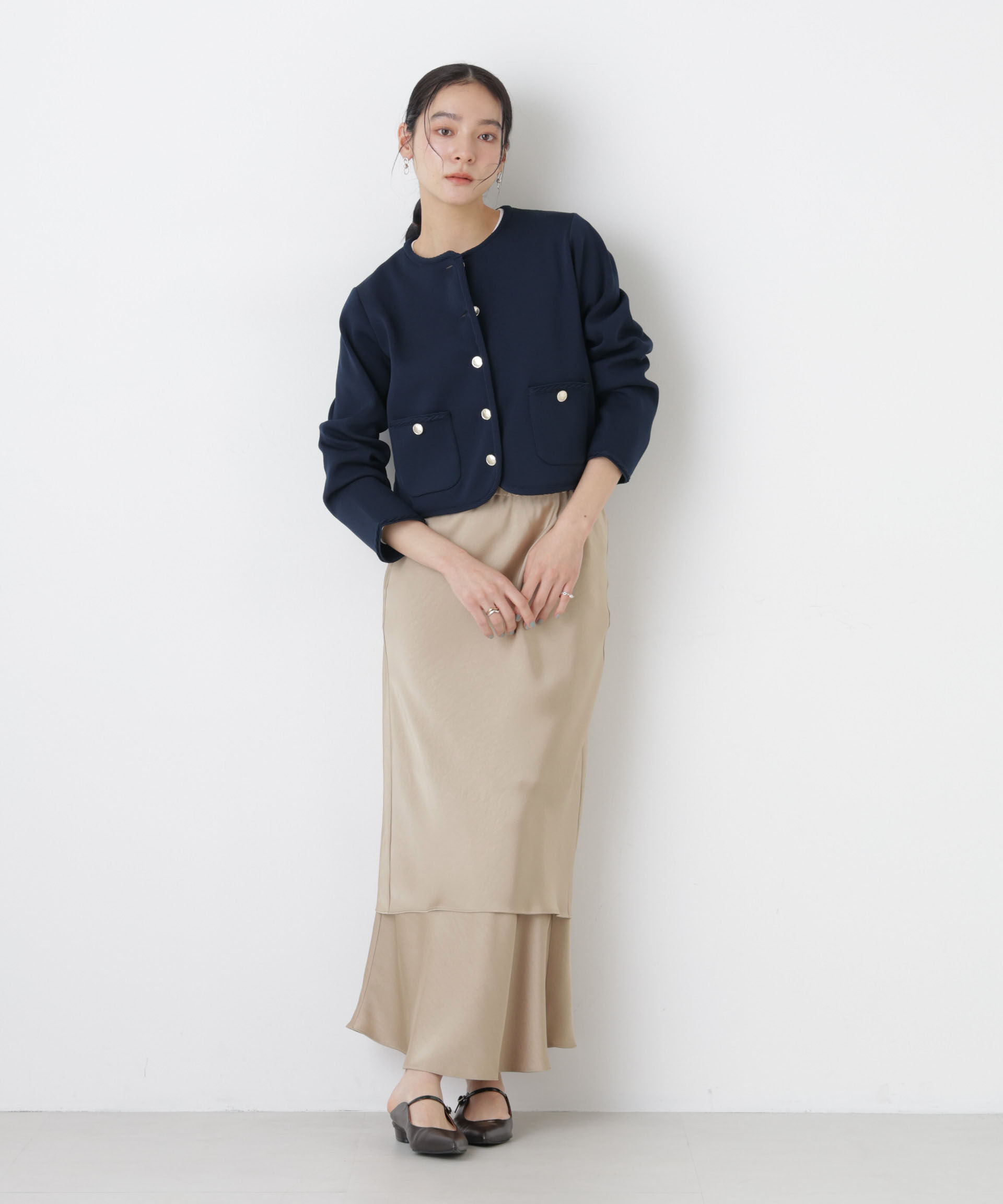 nano･universe「ダブルサテンレイヤードデザインスカート」|スカート|