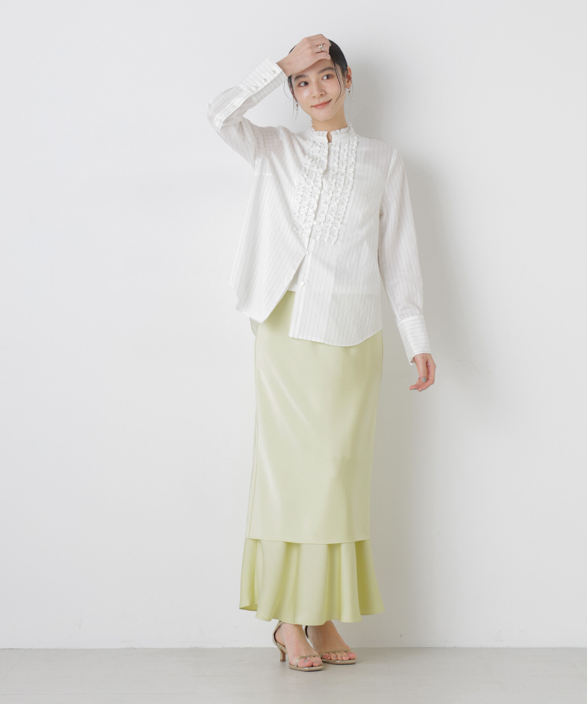 nano･universe「ダブルサテンレイヤードデザインスカート」|スカート|