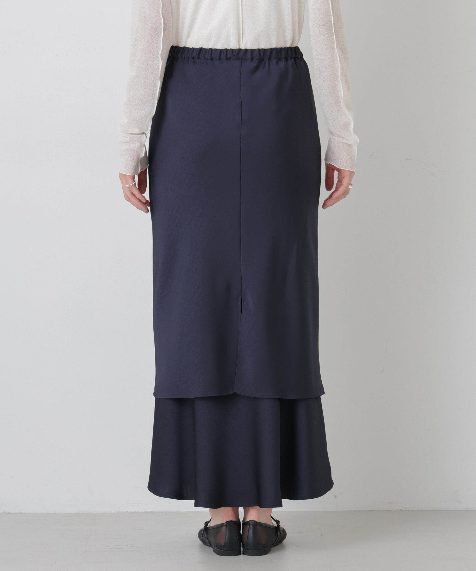 nano･universe「ダブルサテンレイヤードデザインスカート」|スカート|