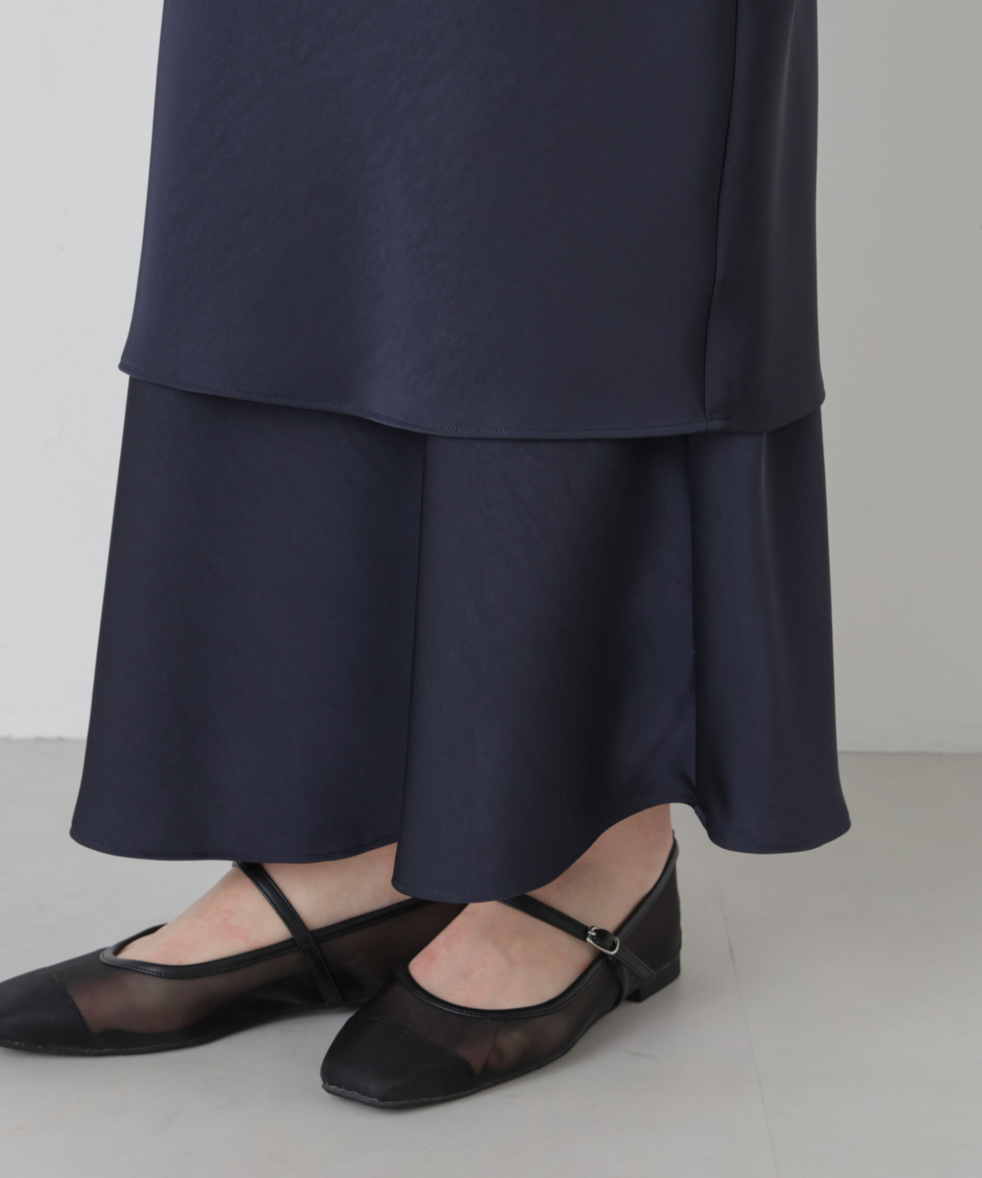 nano･universe「ダブルサテンレイヤードデザインスカート」|スカート|