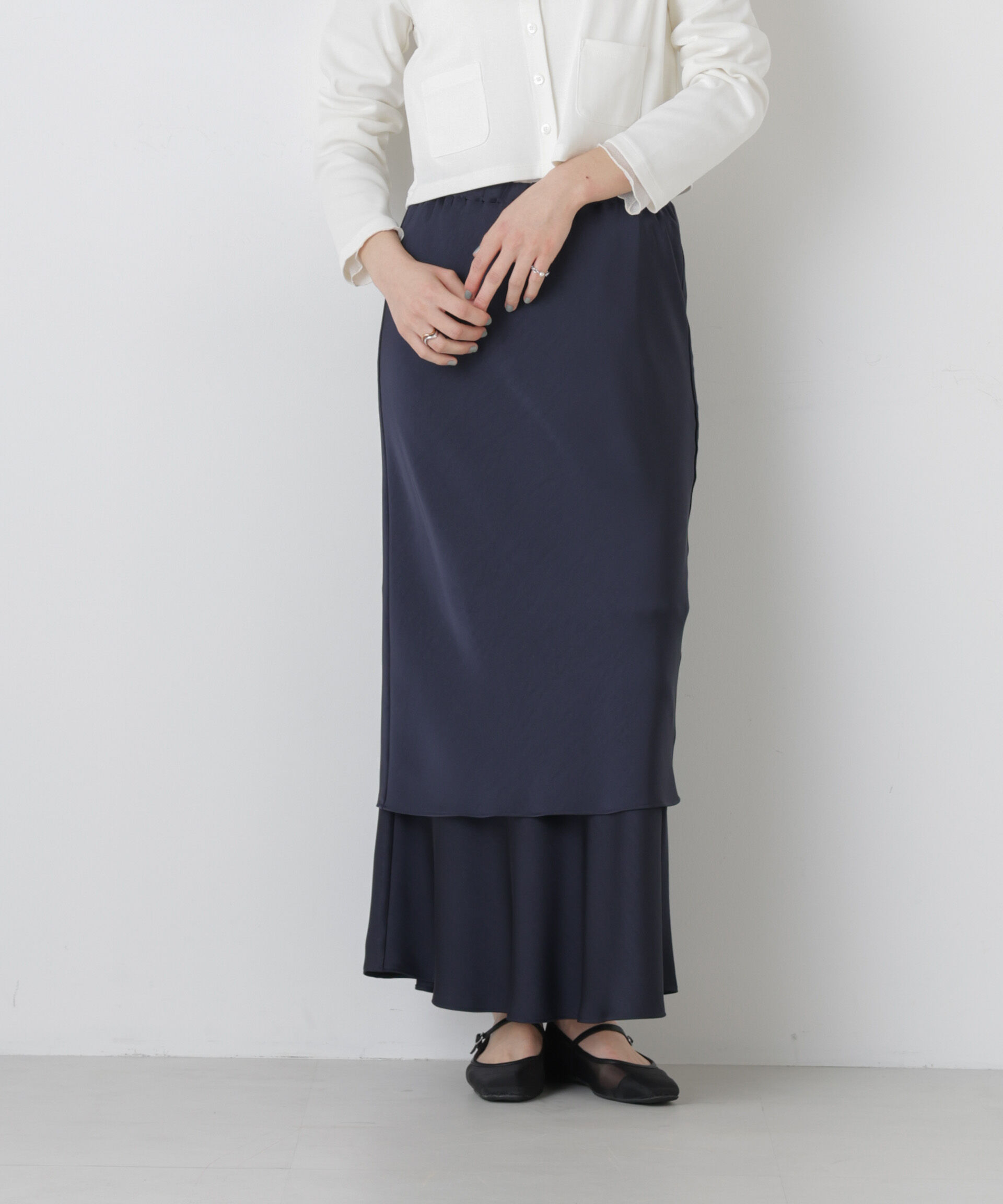 nano･universe「ダブルサテンレイヤードデザインスカート」|スカート|