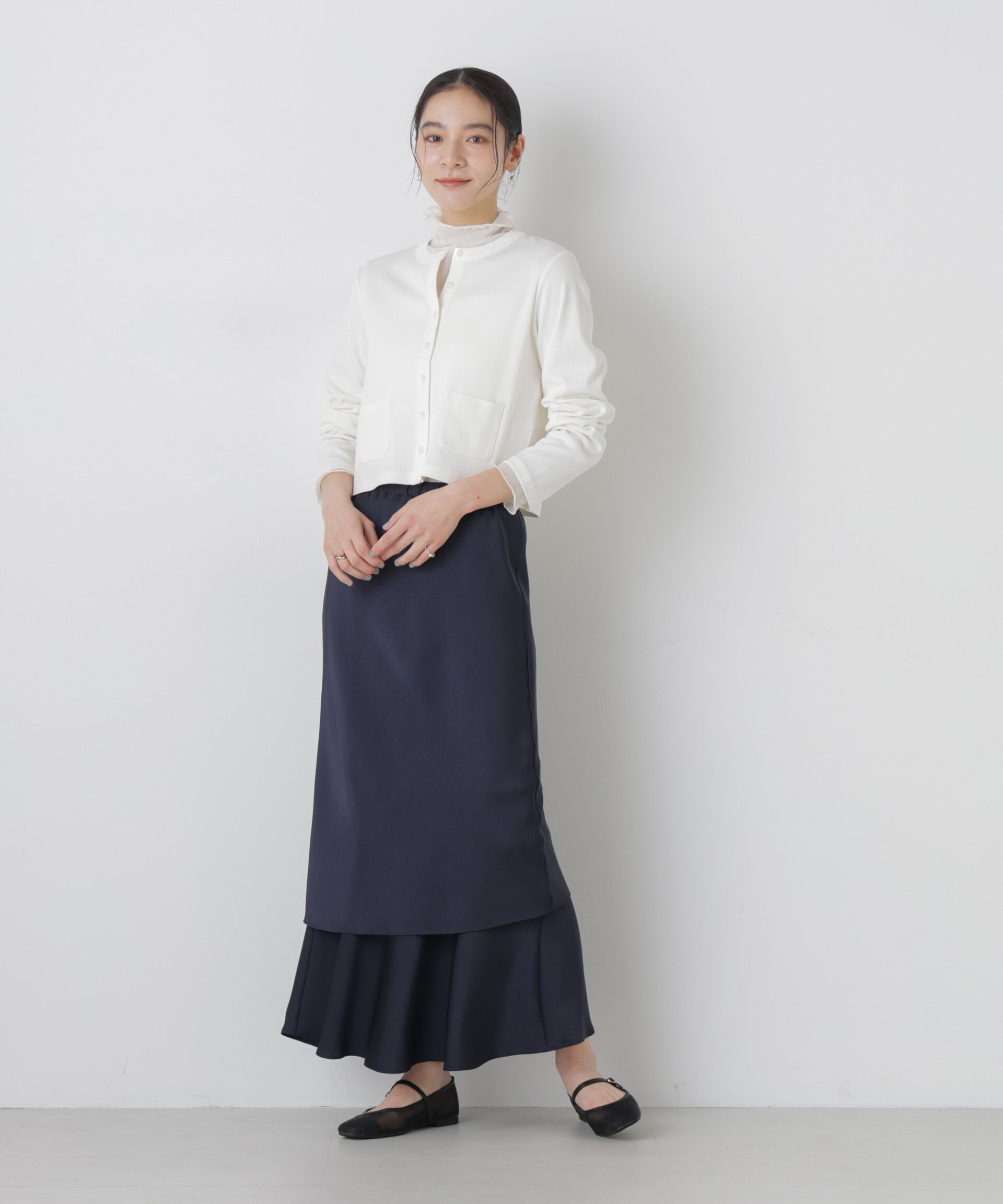 nano･universe「ダブルサテンレイヤードデザインスカート」|スカート|