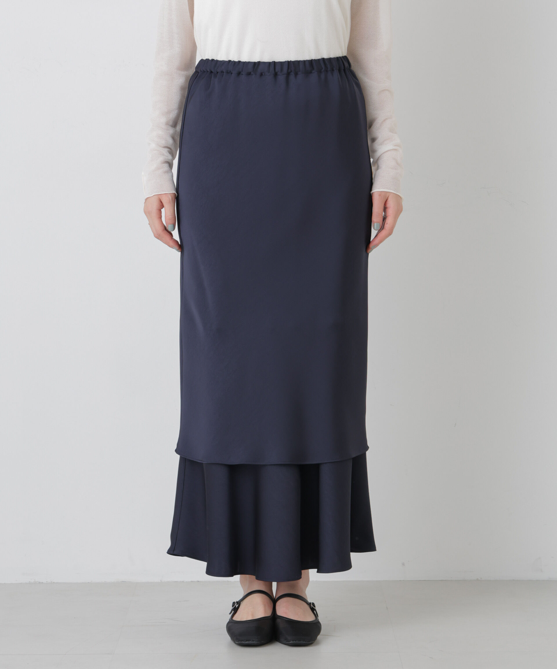 nano･universe「ダブルサテンレイヤードデザインスカート」|スカート|