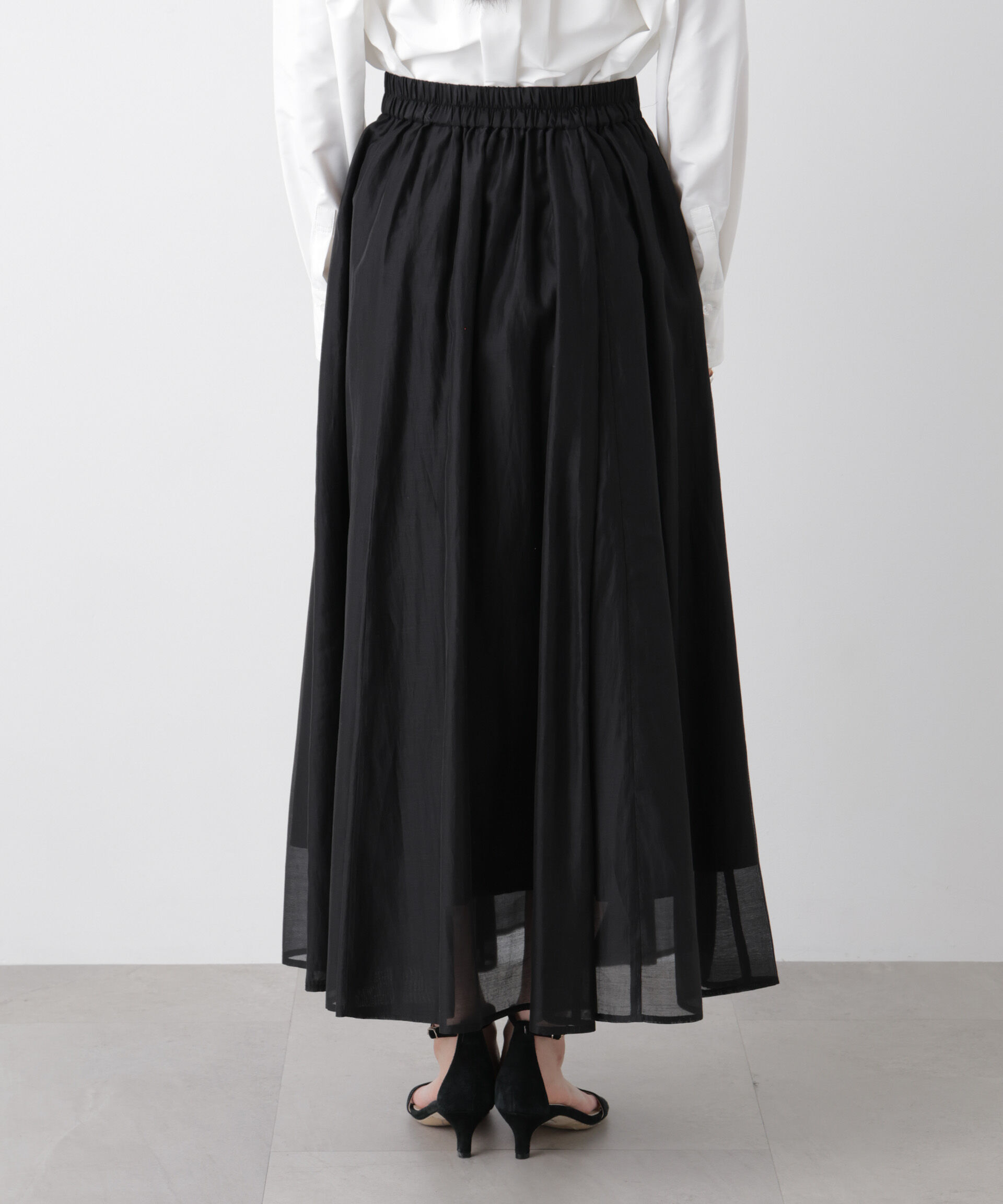 nano･universe「シアーオーガンジータックフレアスカート」|スカート|