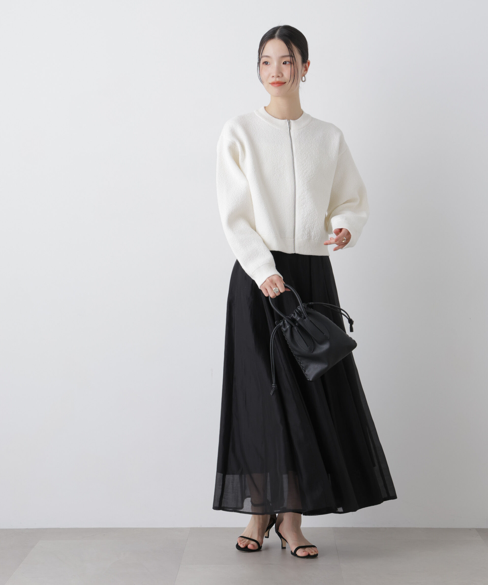 nano･universe「シアーオーガンジータックフレアスカート」|スカート|