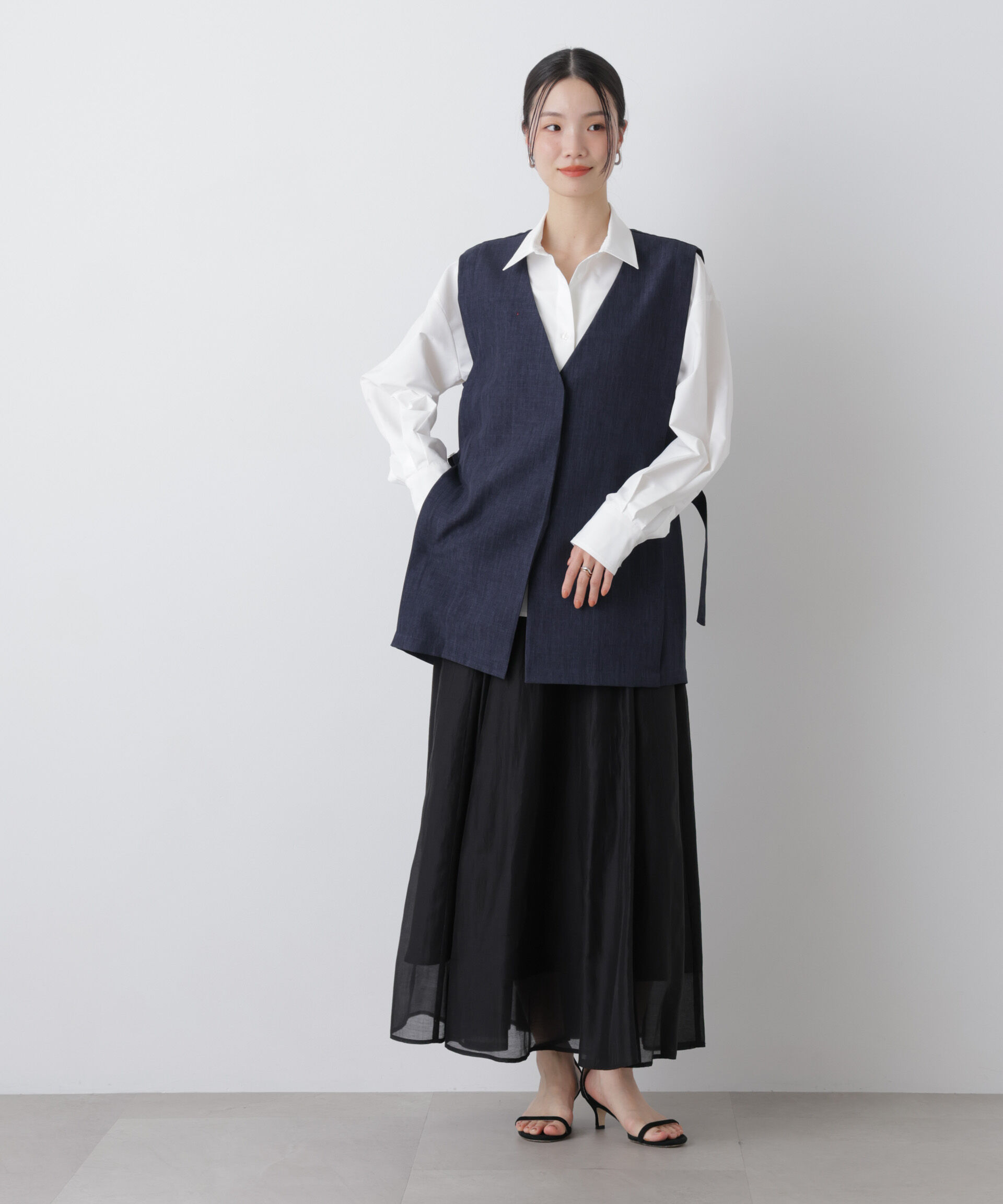 nano･universe「シアーオーガンジータックフレアスカート」|スカート|