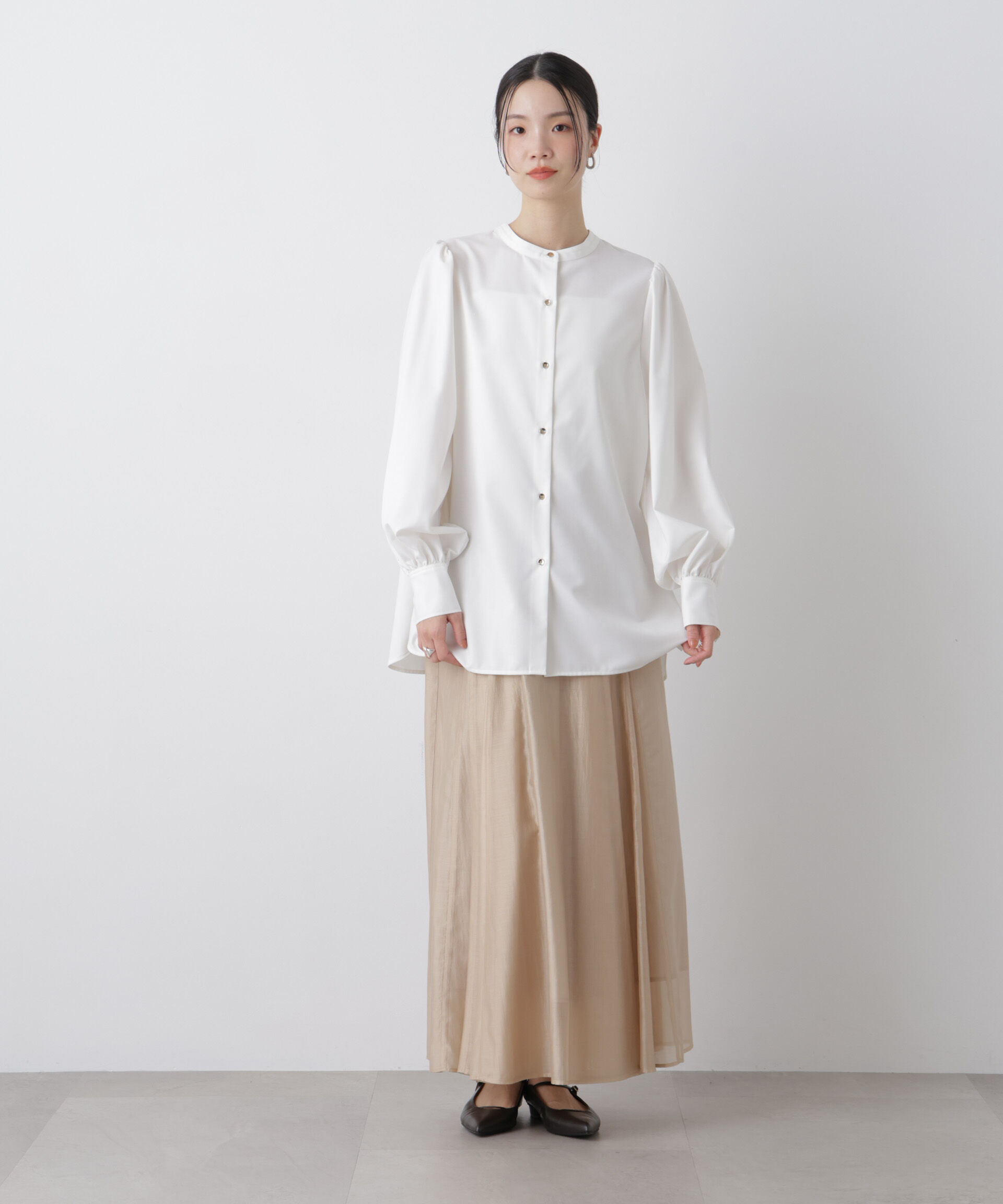 nano･universe「シアーオーガンジータックフレアスカート」|スカート|