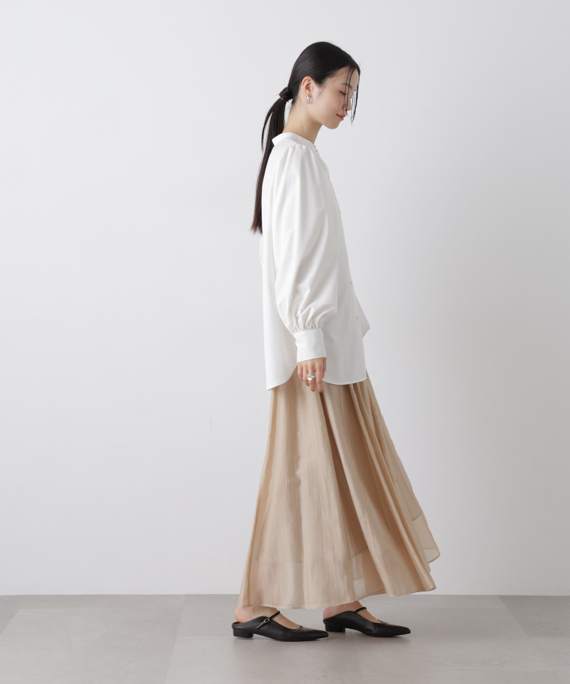 nano･universe「シアーオーガンジータックフレアスカート」|スカート|