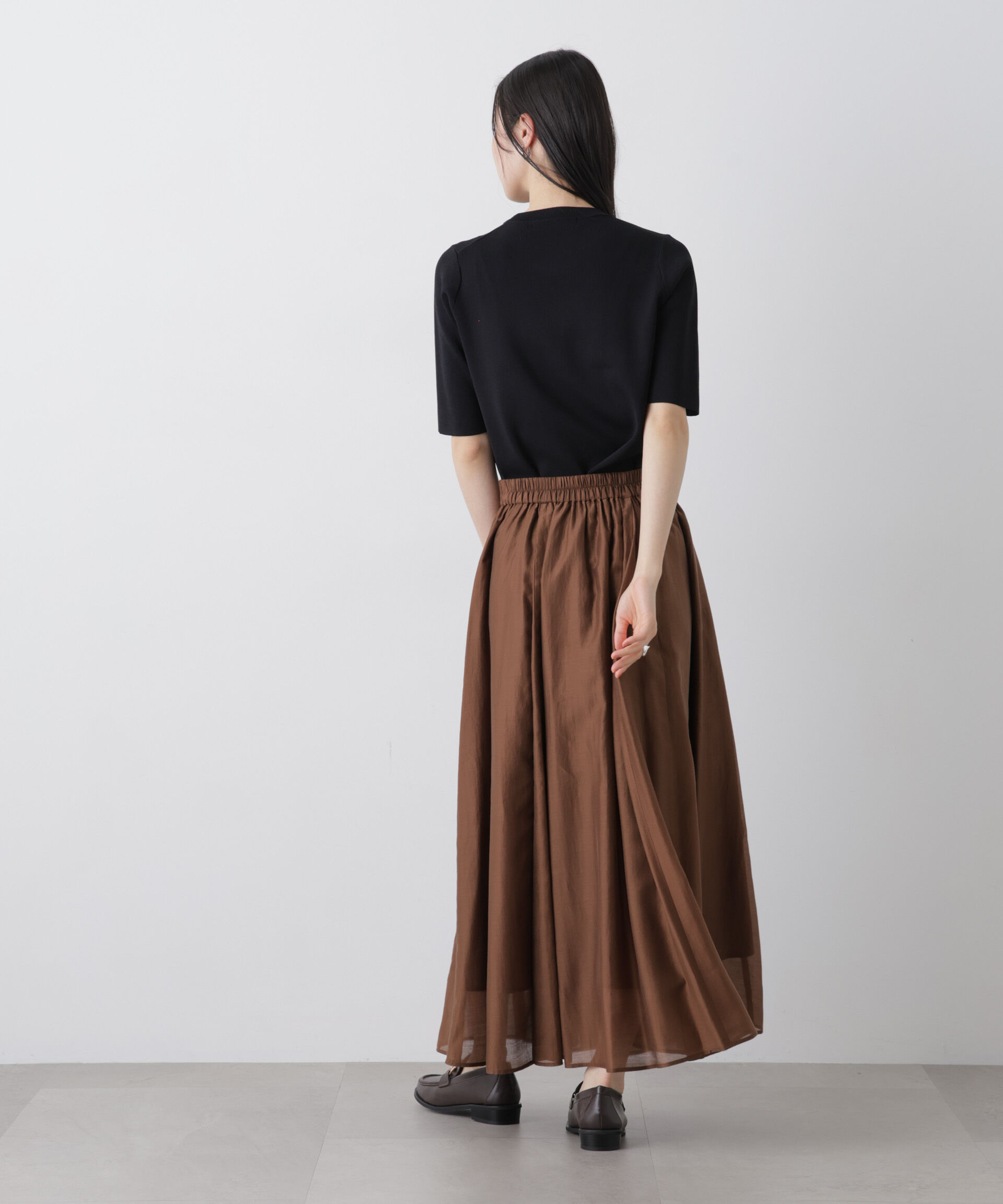 nano･universe「シアーオーガンジータックフレアスカート」|スカート|