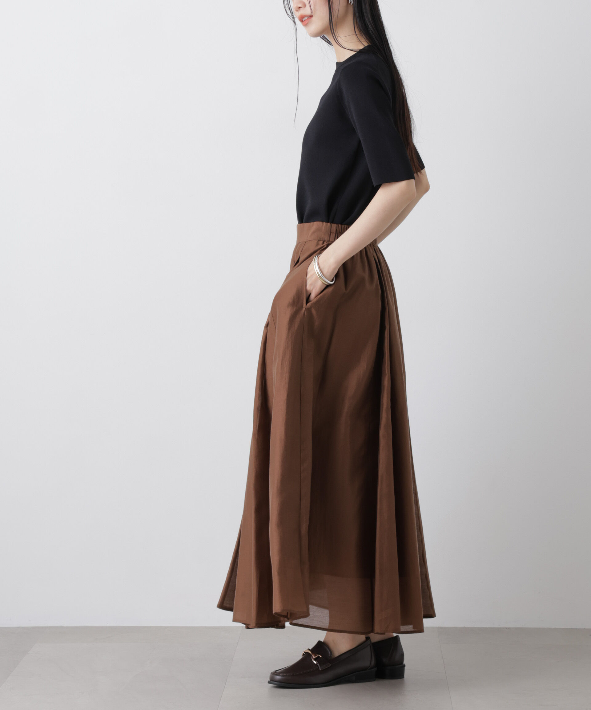 nano･universe「シアーオーガンジータックフレアスカート」|スカート|