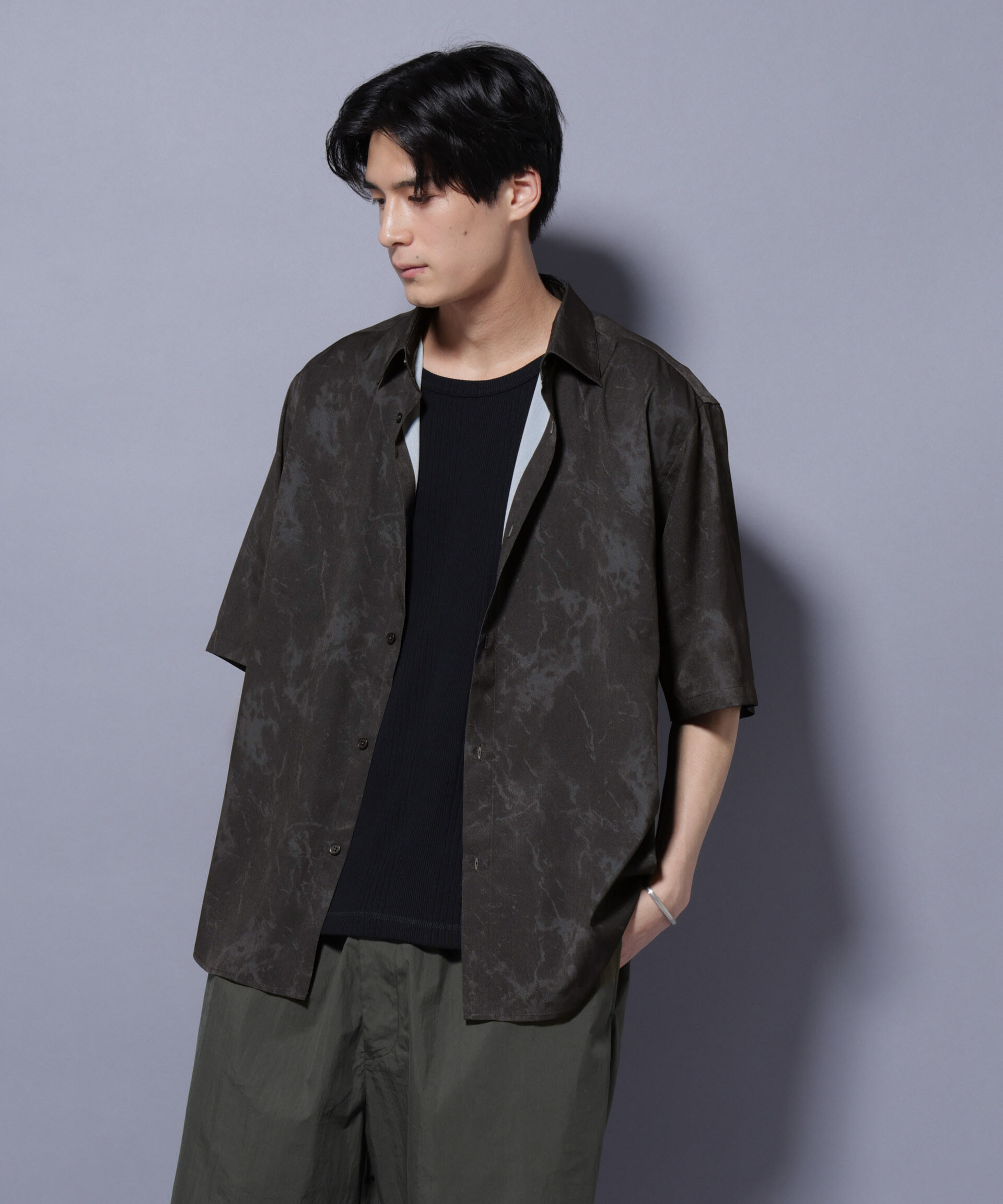 nano･universe「ストーンパターン半袖シャツ」|シャツ・ブラウス|