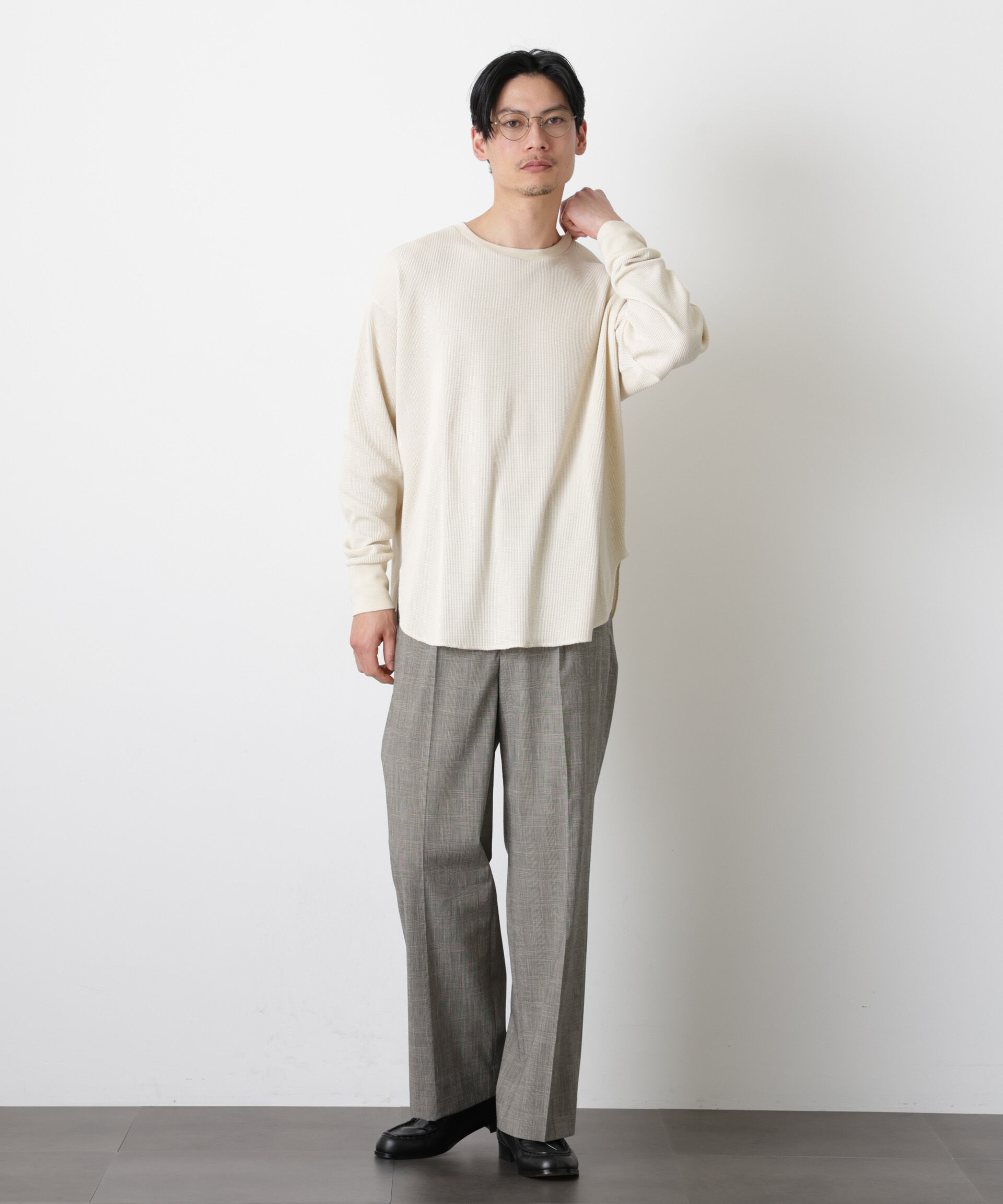 nano･universe「ミニワッフルクルーネックTシャツ 長袖」|Tシャツ・カットソー|