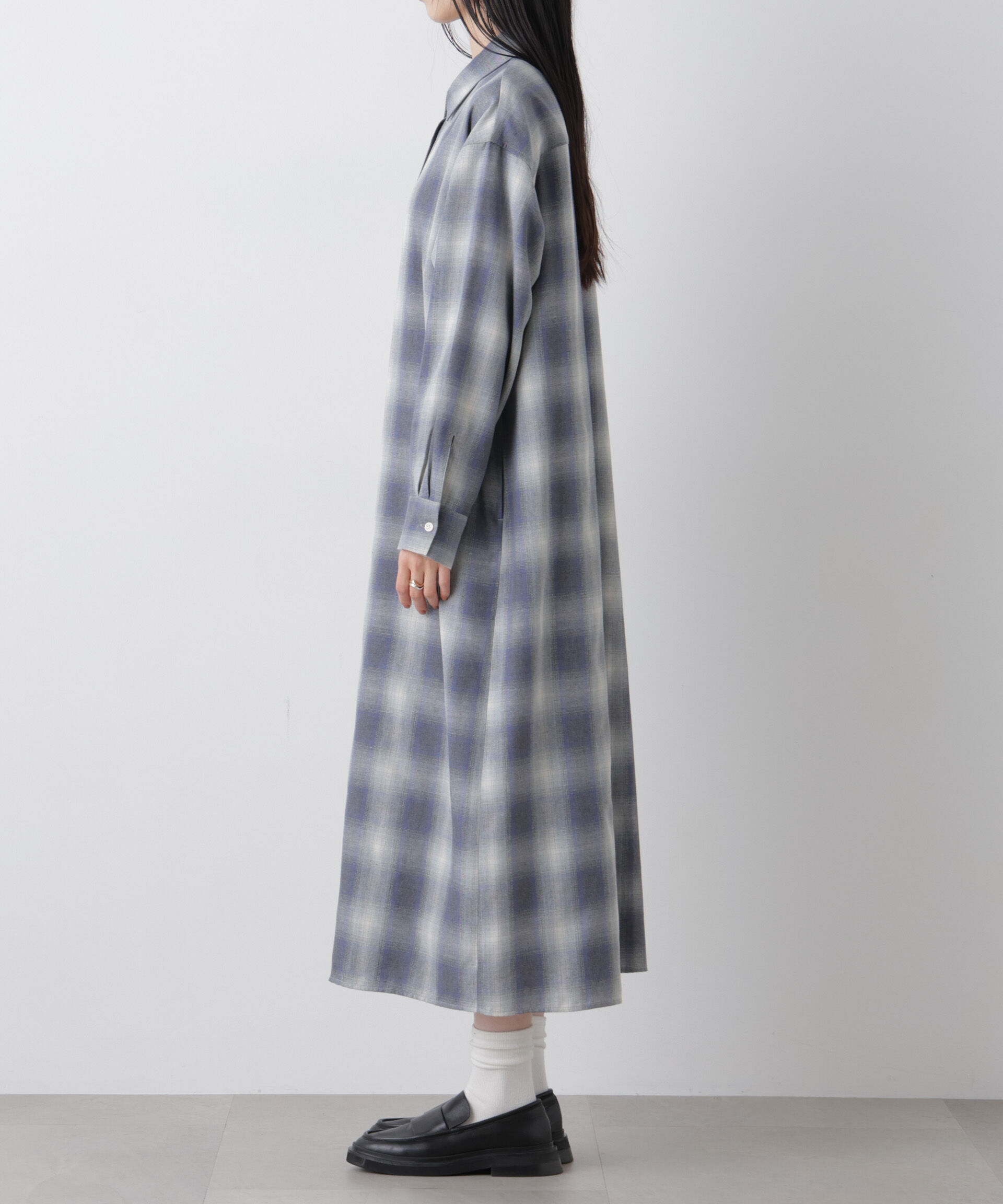 nano･universe「オンブレーツイルチェックシャツワンピース」|ワンピース|