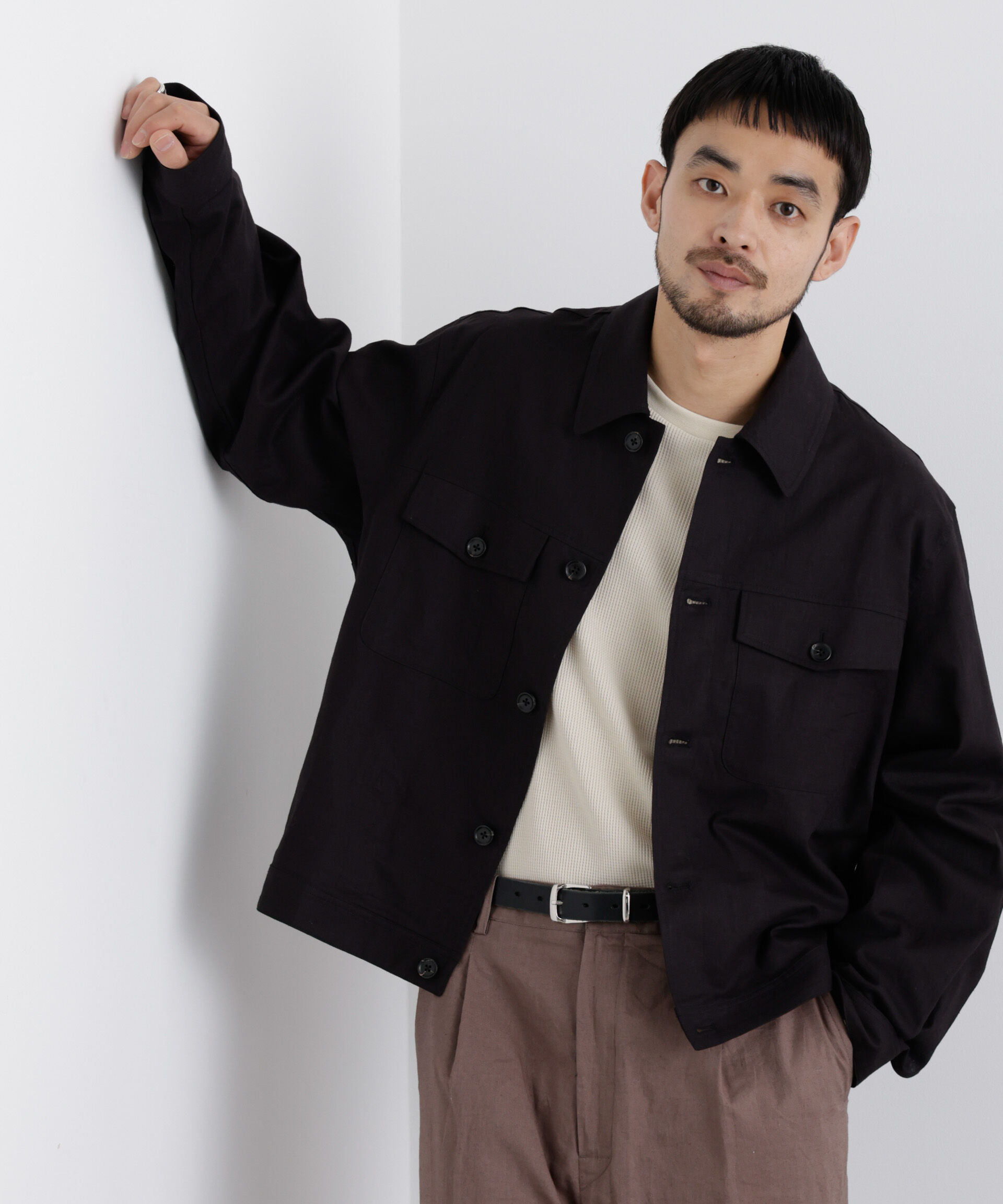 nano･universe「「FRENCH LINEN」リネンコットンシャツブルゾン」|ブルゾン・スタジャン|