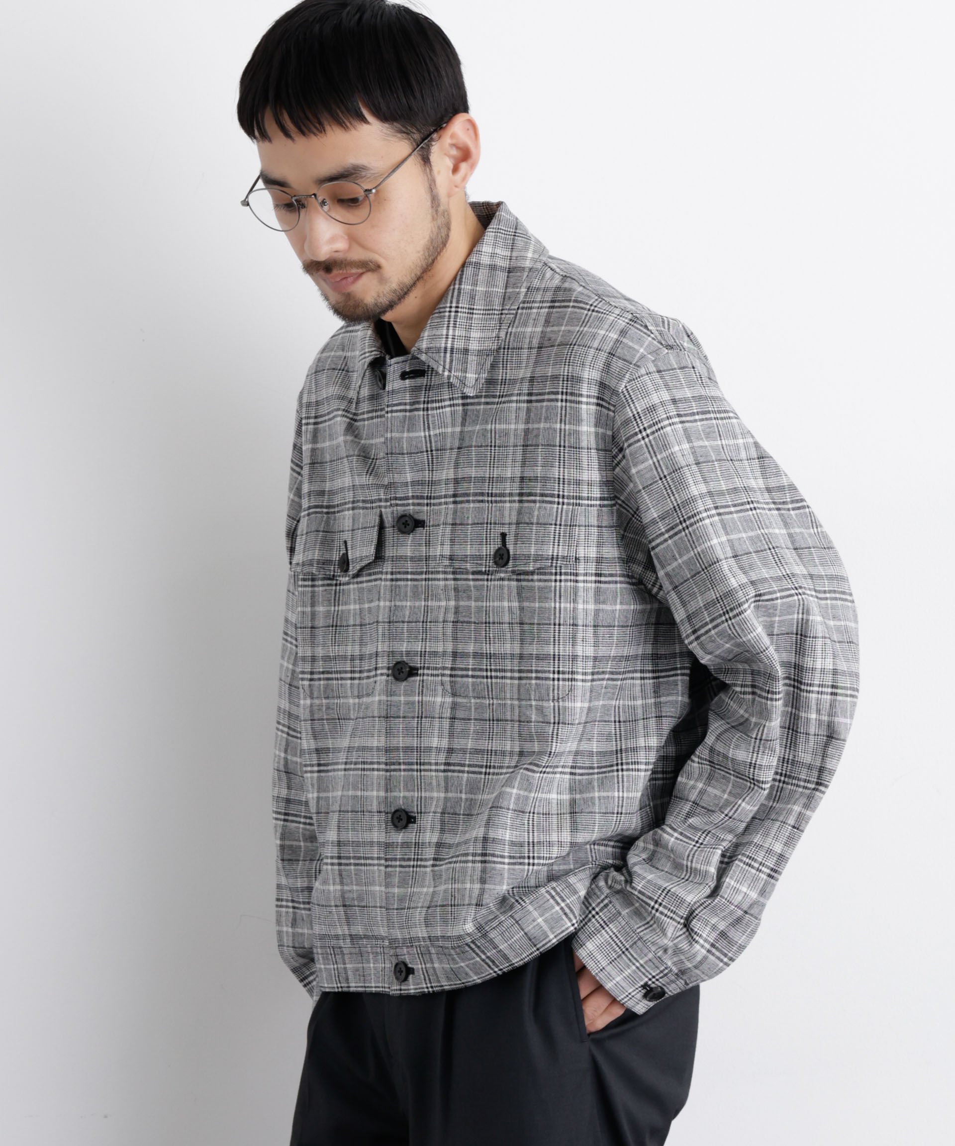 nano･universe「「FRENCH LINEN」リネンコットンシャツブルゾン」|ブルゾン・スタジャン|