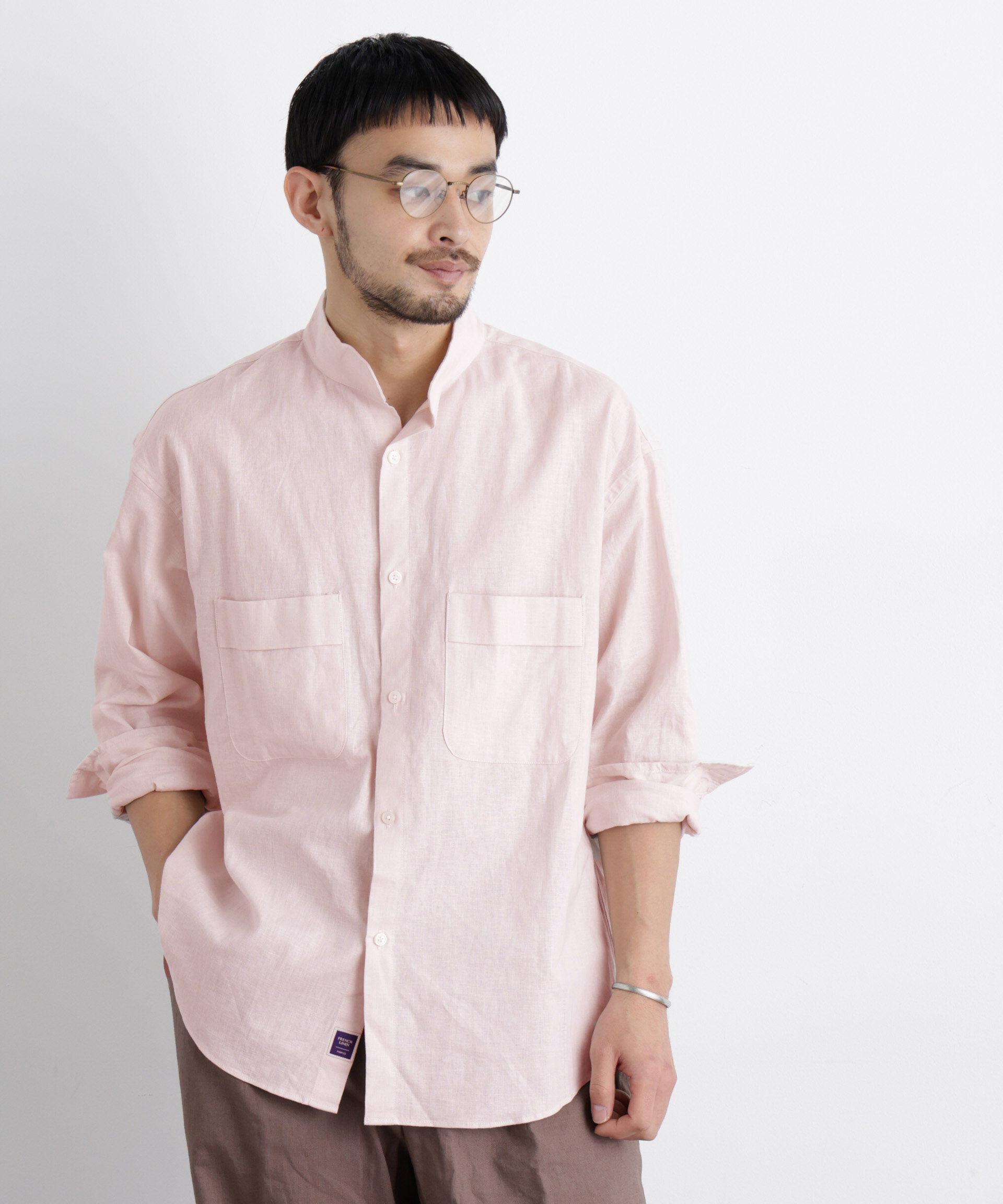 nano･universe「「FRENCH LINEN」リネンコットンスタンドシャツ」|シャツ・ブラウス|