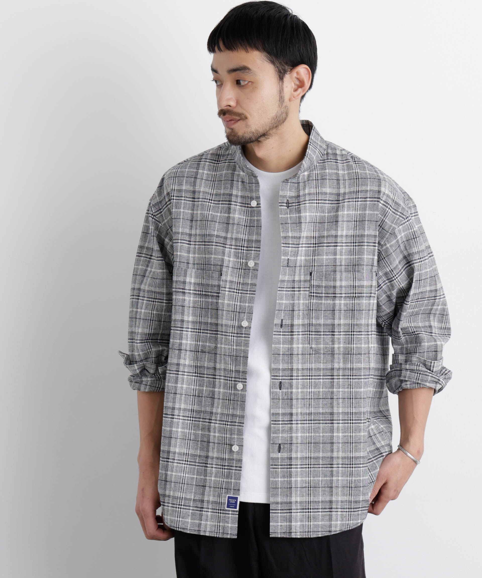 nano･universe「「FRENCH LINEN」リネンコットンスタンドシャツ」|シャツ・ブラウス|パターン1