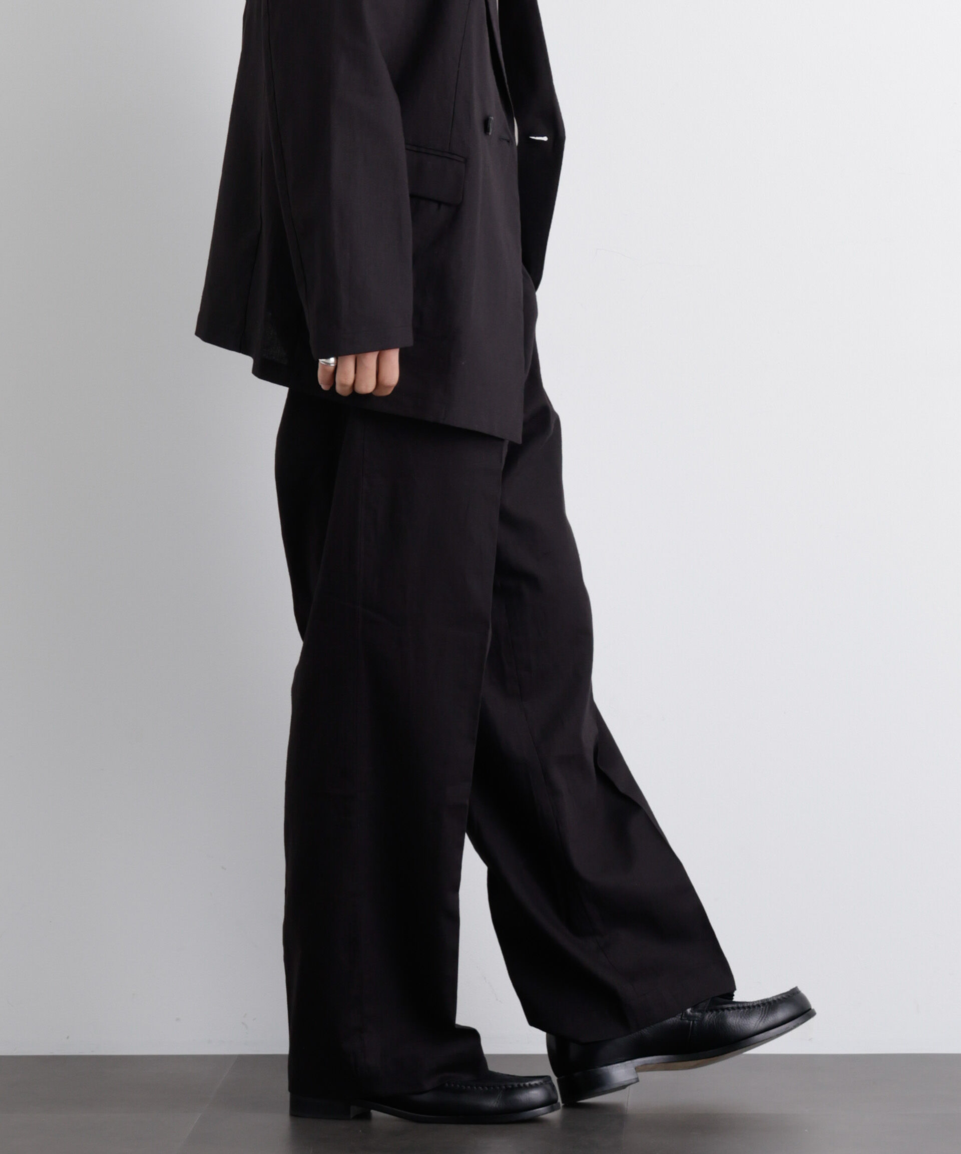 nano･universe「｢FRENCH LINEN｣ リネンコットンストレートパンツ（セットアップ可）」|チノ|