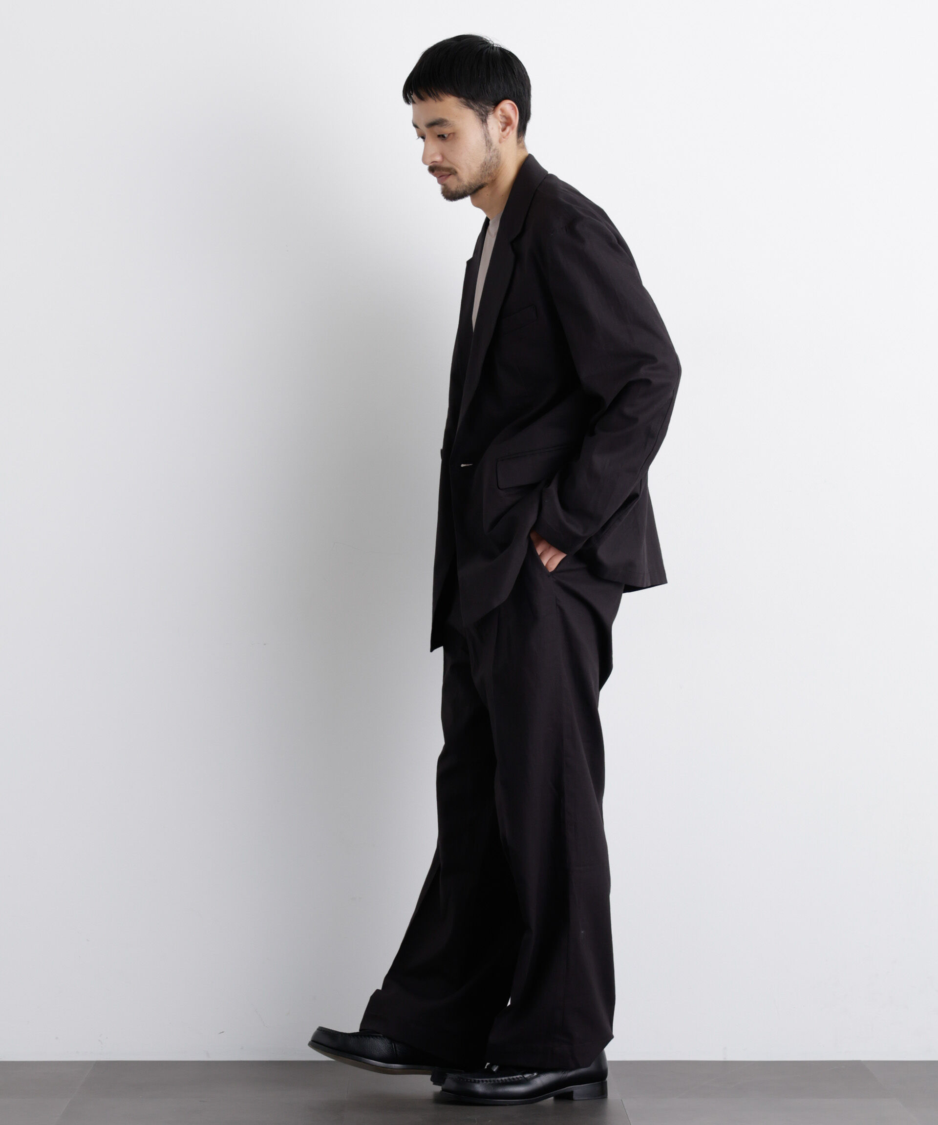 nano･universe「｢FRENCH LINEN｣ リネンコットンストレートパンツ（セットアップ可）」|チノ|