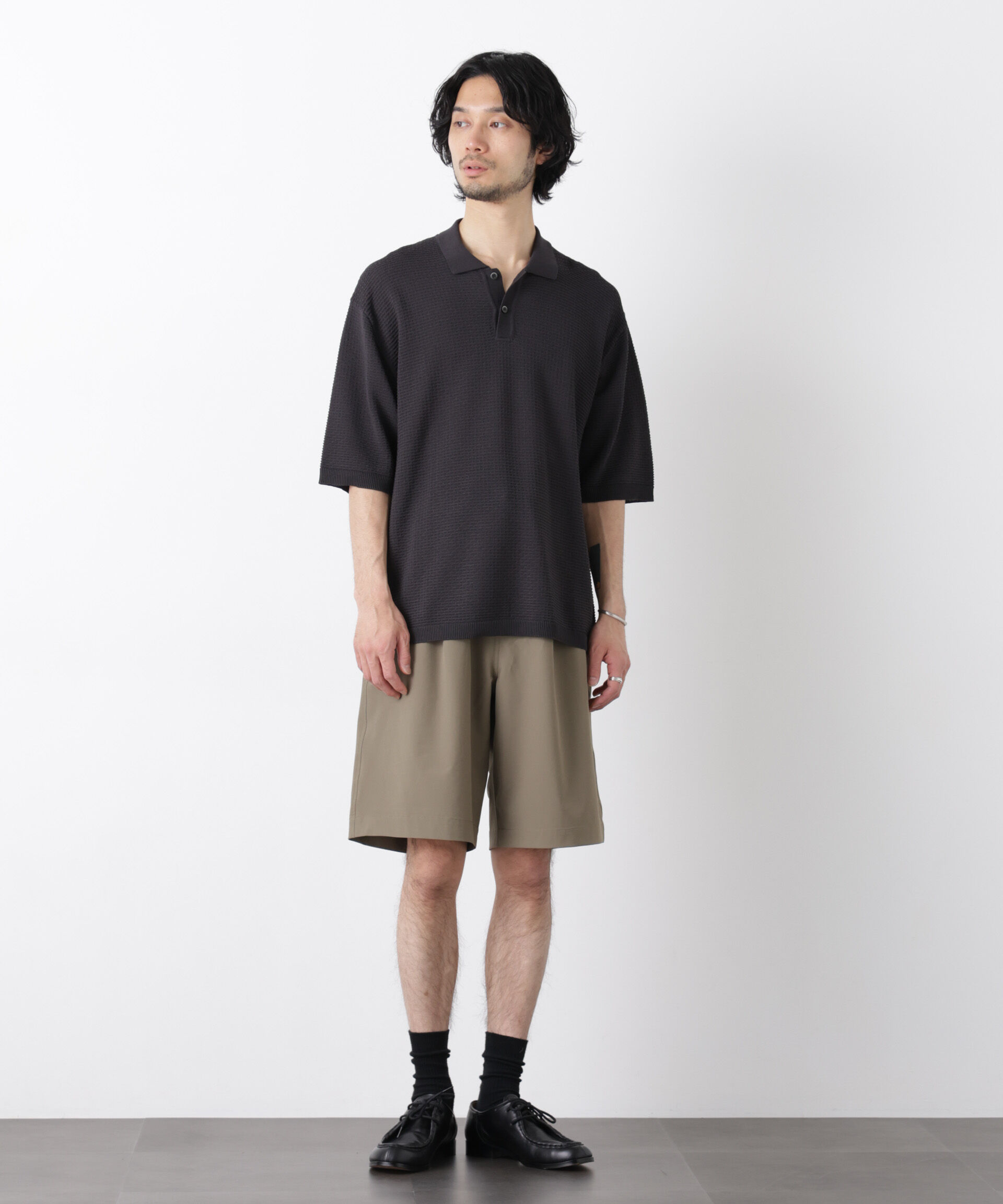 nano･universe「エアリードレープ ニットポロシャツ 半袖」|ニット・セーター|