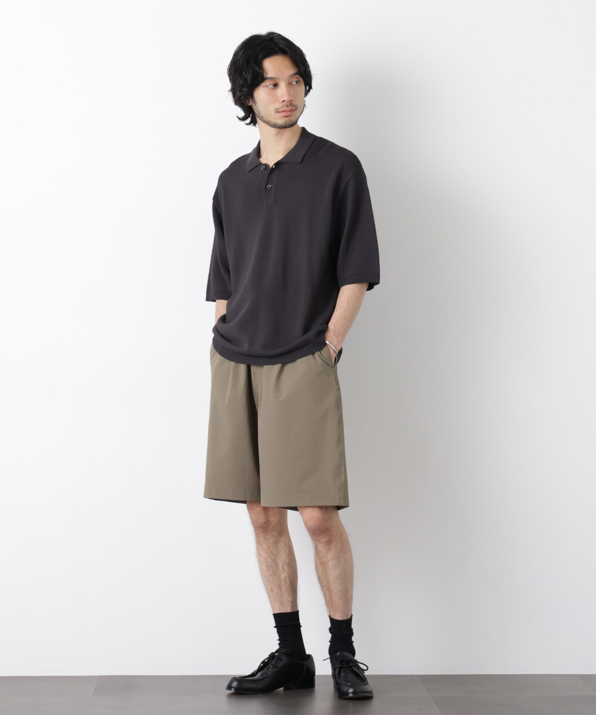 nano･universe「エアリードレープ ニットポロシャツ 半袖」|ニット・セーター|