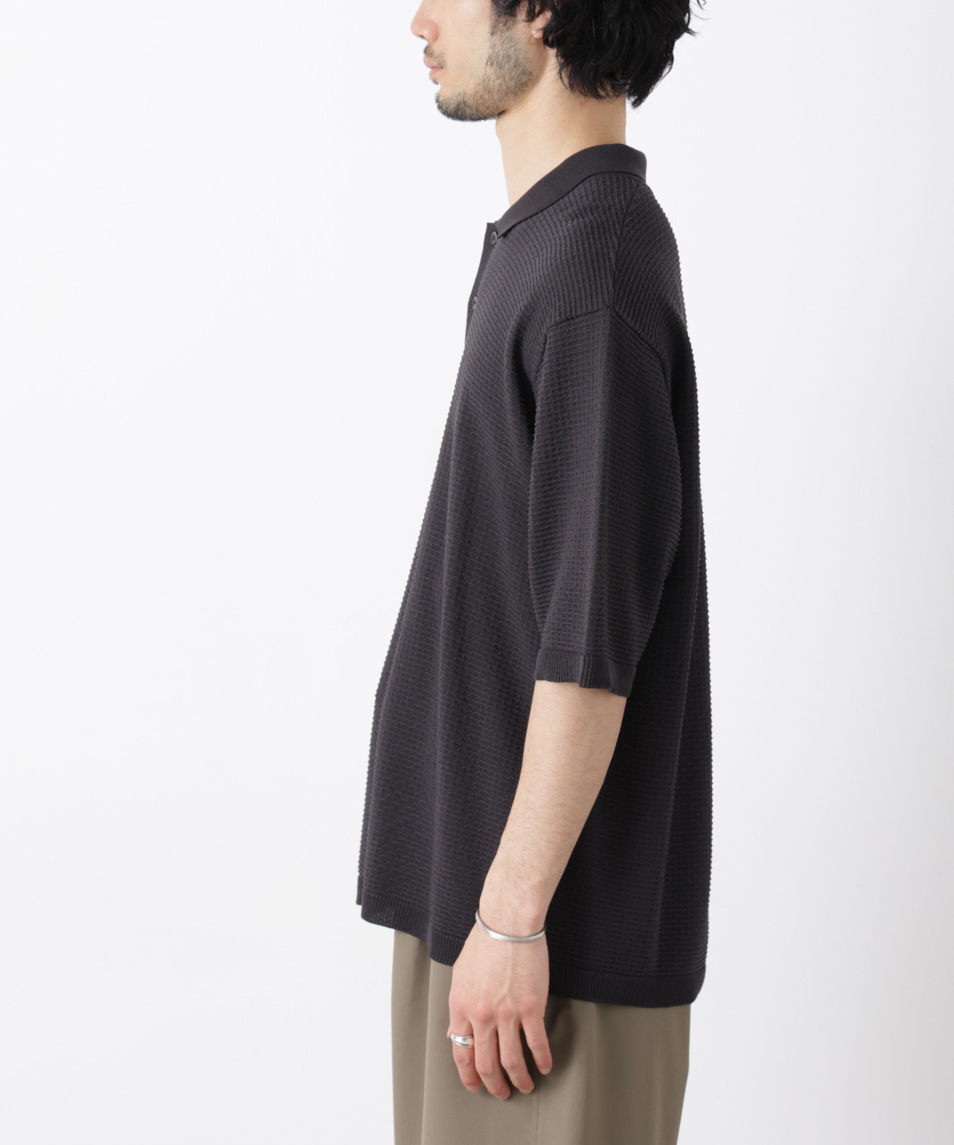 nano･universe「エアリードレープ ニットポロシャツ 半袖」|ニット・セーター|