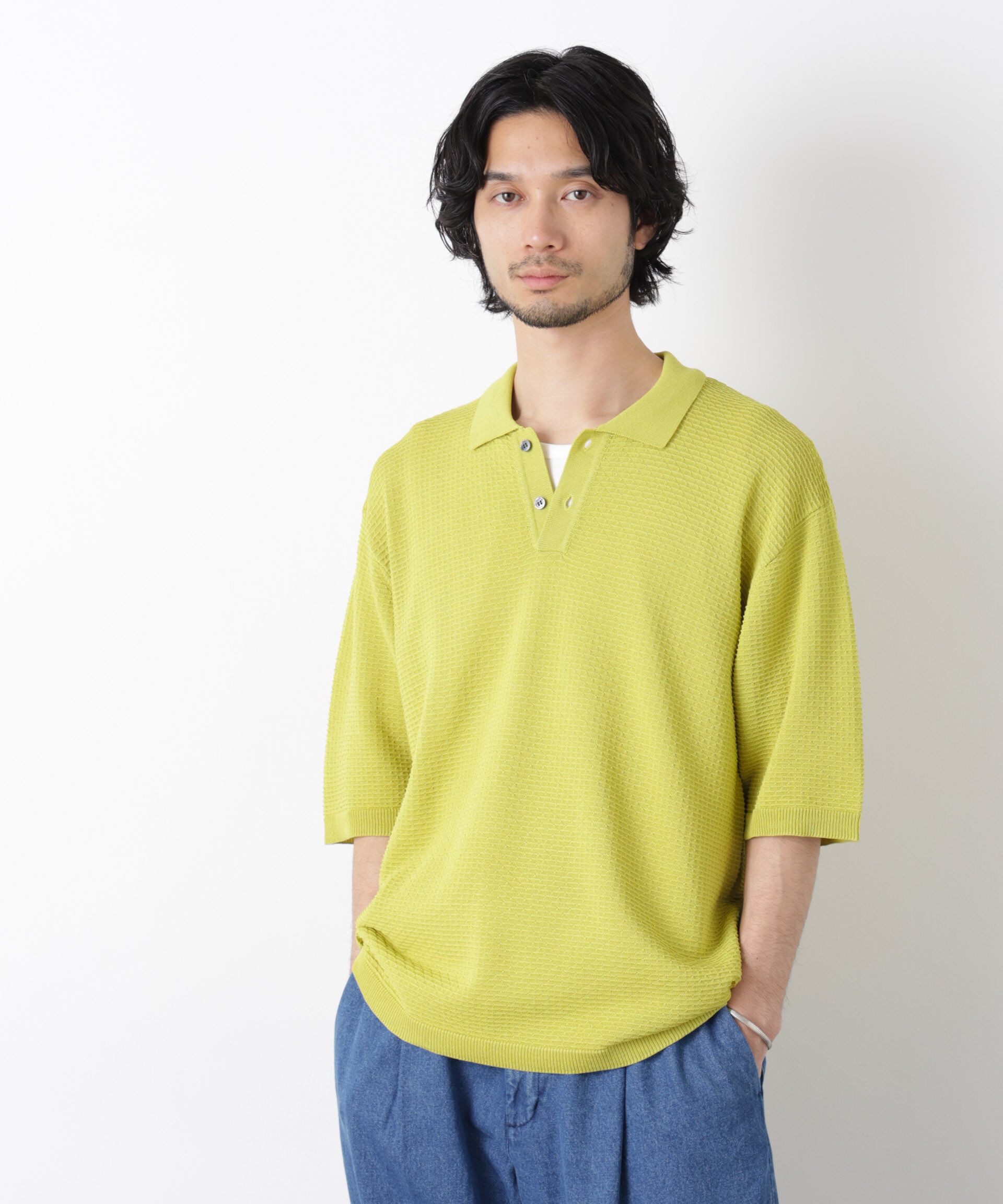 nano･universe「エアリードレープ ニットポロシャツ 半袖」|ニット・セーター|