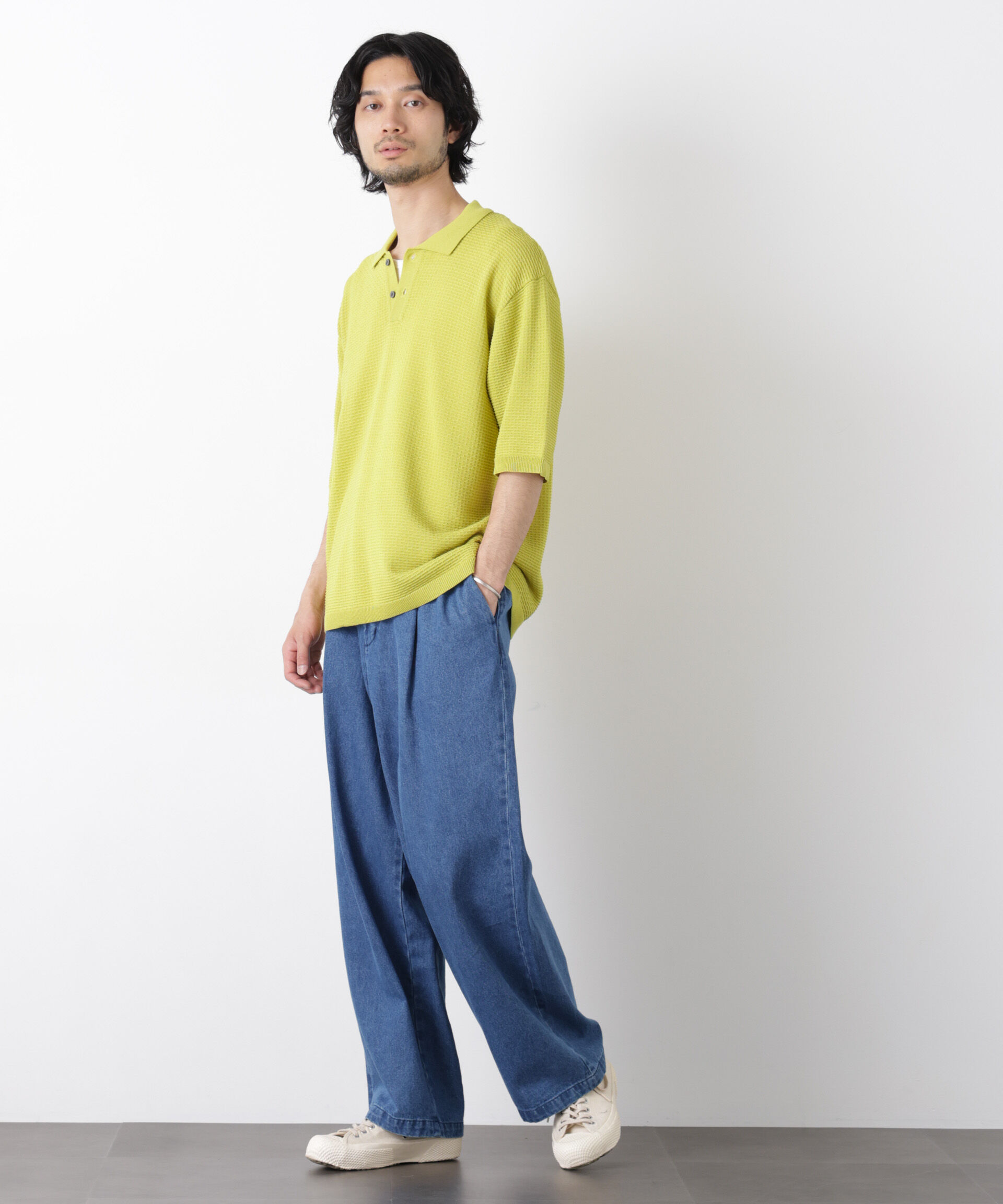 nano･universe「エアリードレープ ニットポロシャツ 半袖」|ニット・セーター|