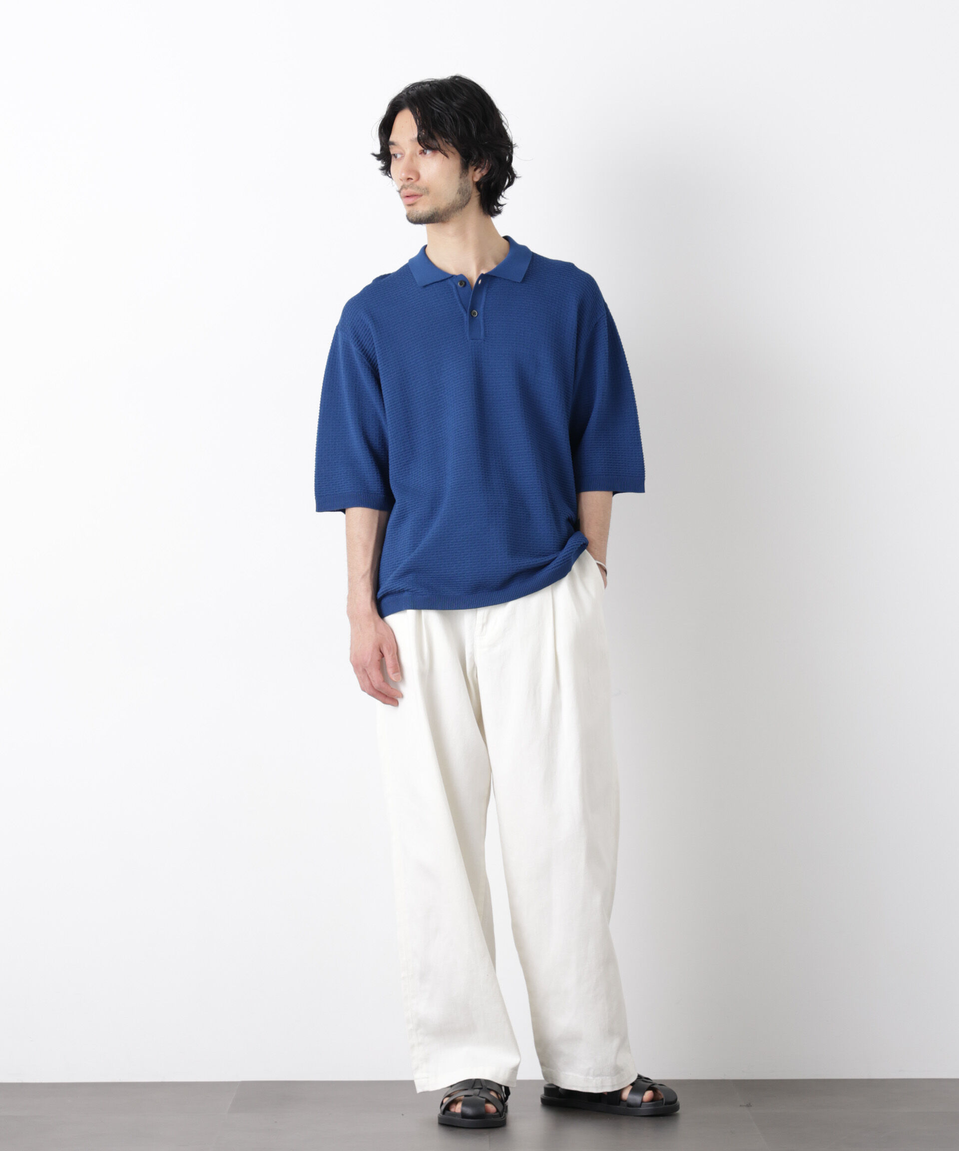 nano･universe「エアリードレープ ニットポロシャツ 半袖」|ニット・セーター|