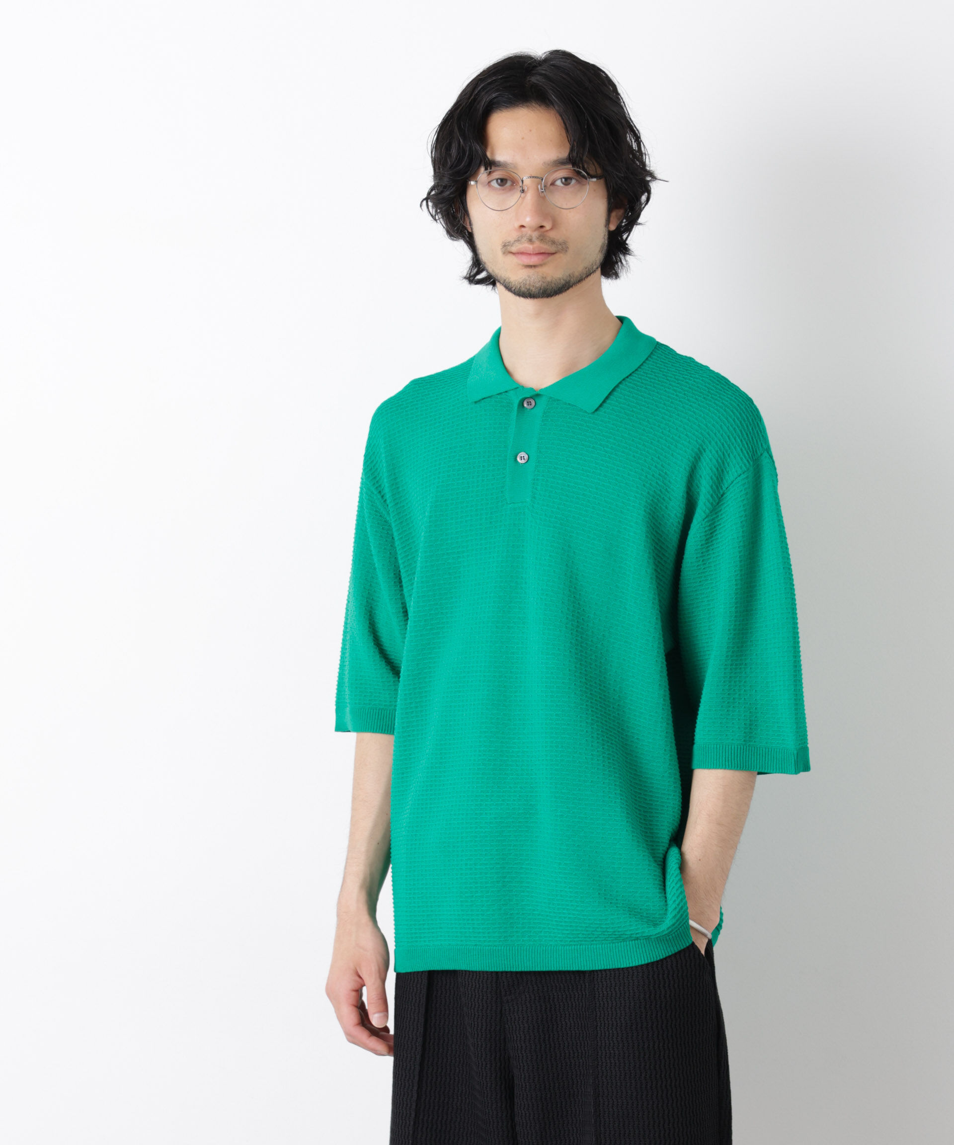 nano･universe「エアリードレープ ニットポロシャツ 半袖」|ニット・セーター|