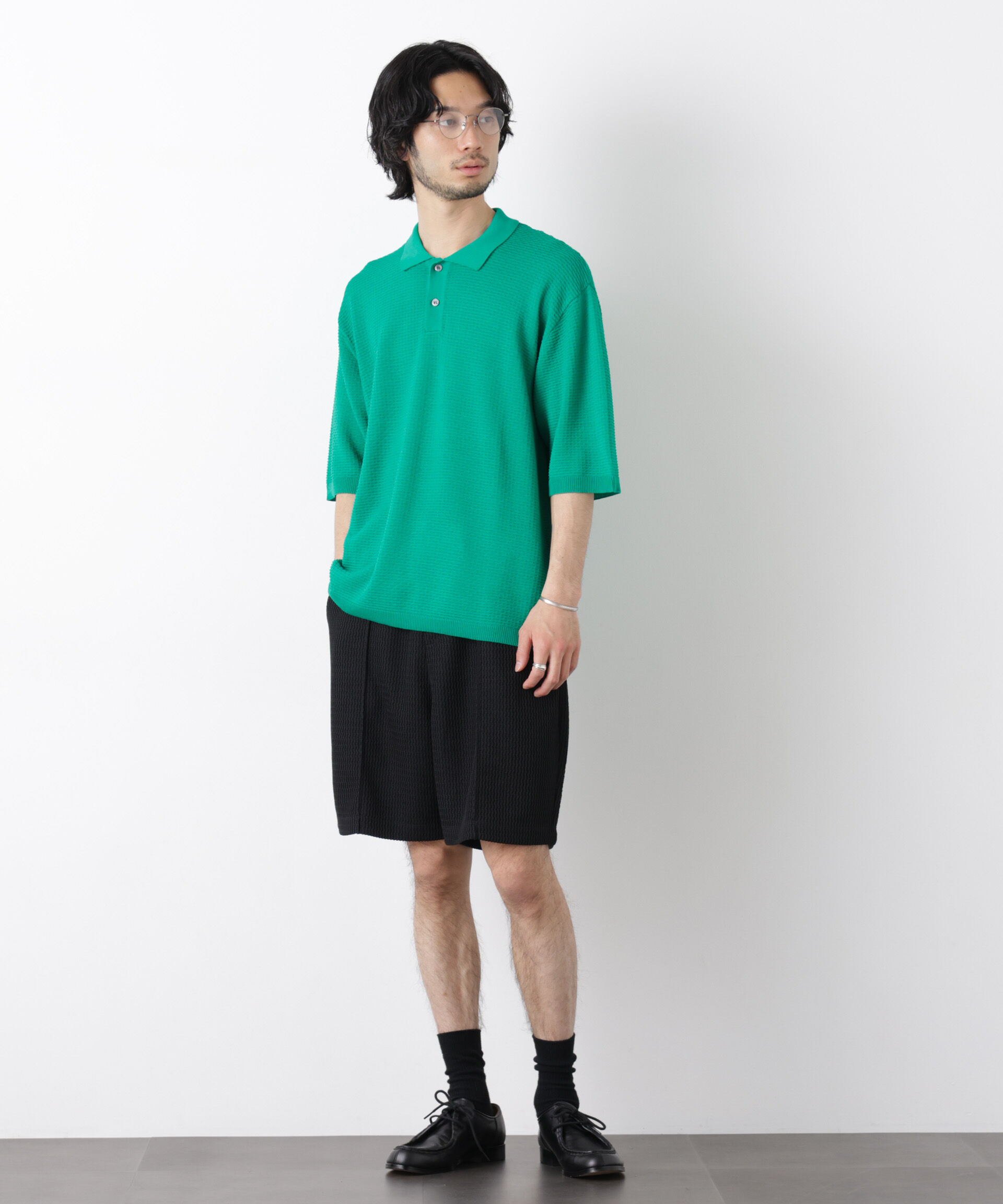 nano･universe「エアリードレープ ニットポロシャツ 半袖」|ニット・セーター|