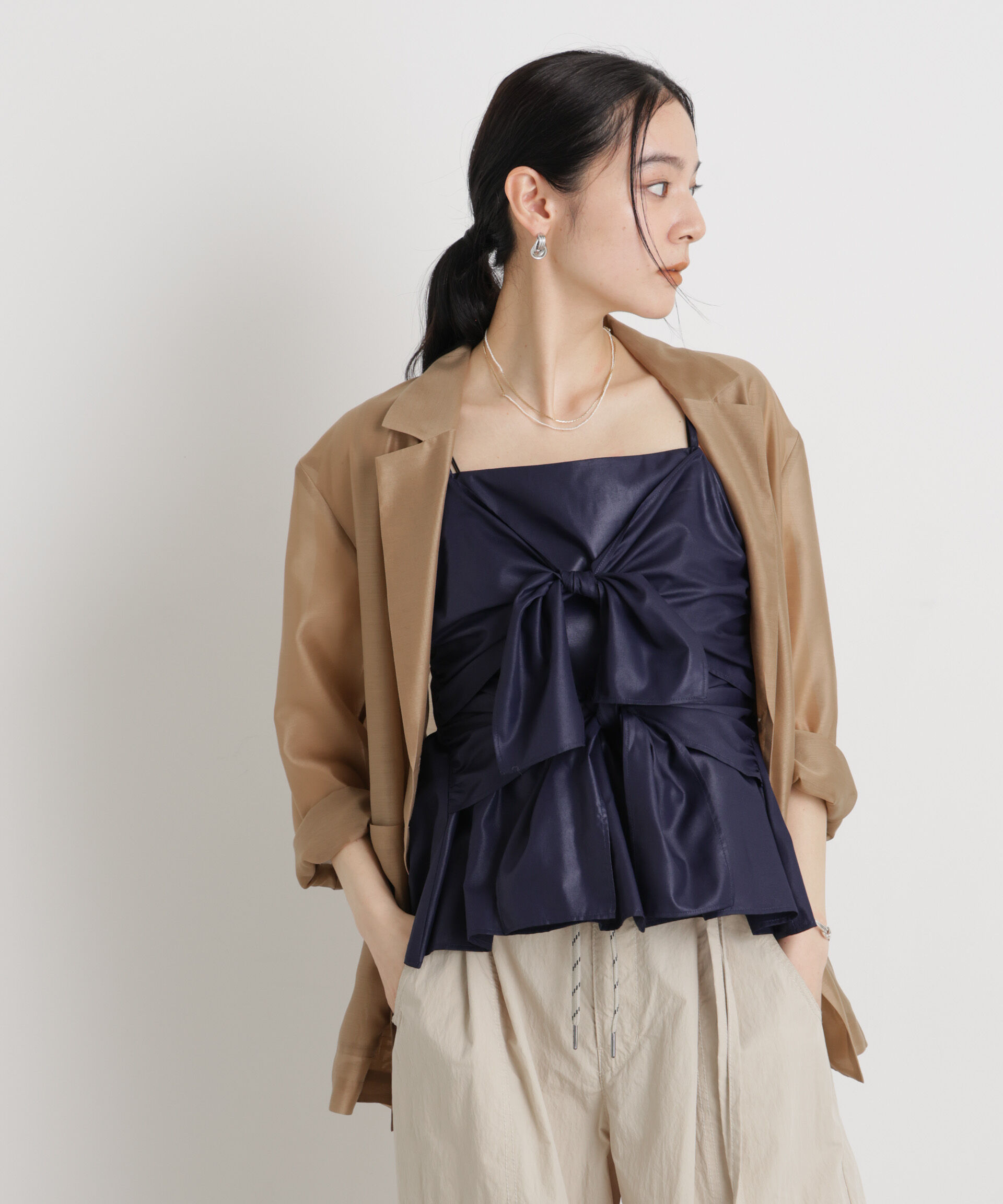 nano･universe「ツインリボンキャミソール」|シャツ・ブラウス|