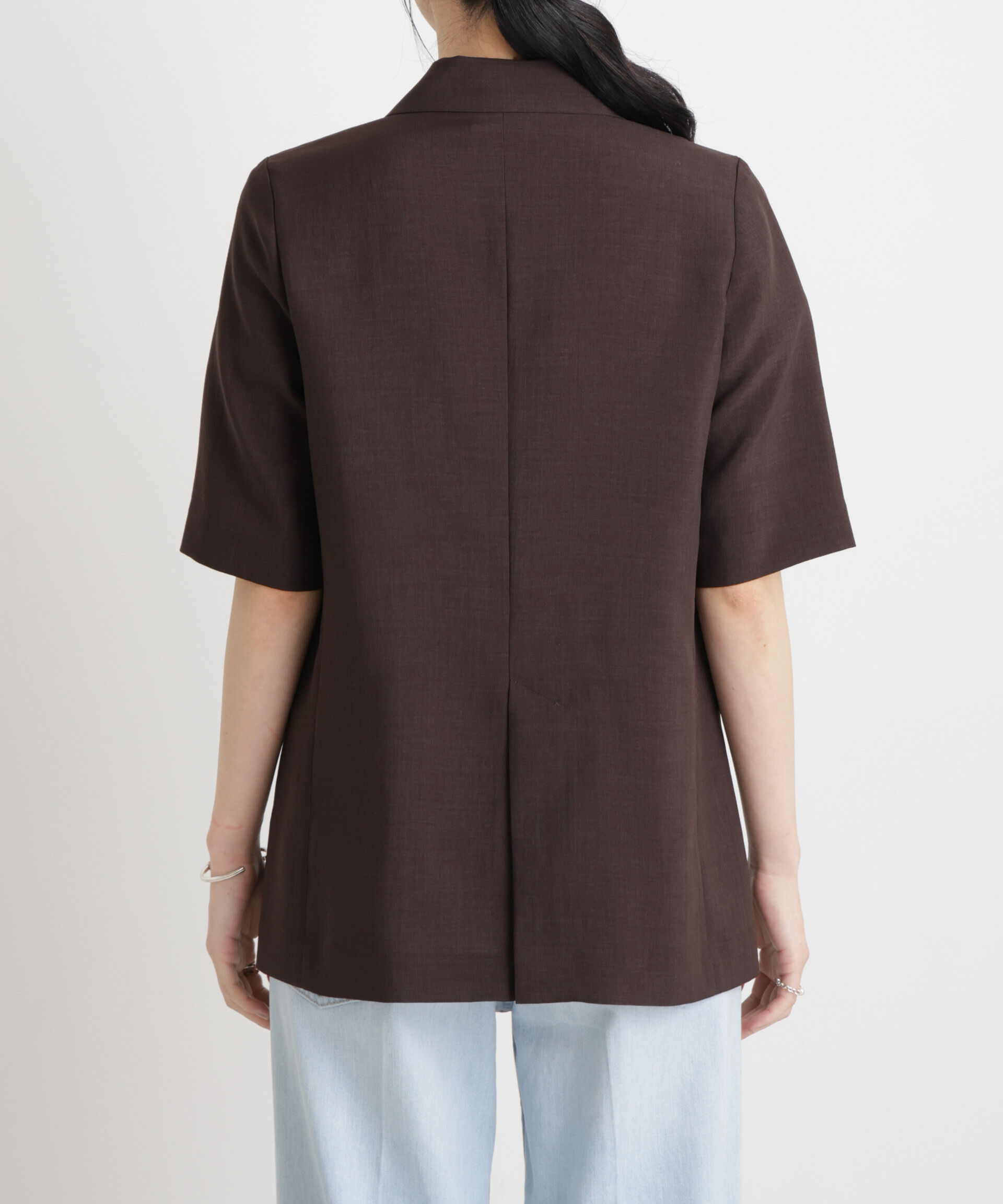 nano･universe「メランジドライ ハーフスリーブシングルジャケット(セットアップ可)」|テーラードジャケット|