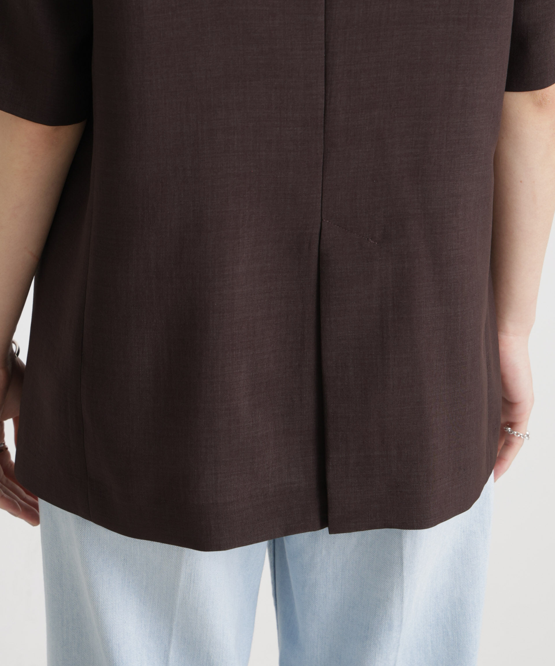 nano･universe「メランジドライ ハーフスリーブシングルジャケット(セットアップ可)」|テーラードジャケット|