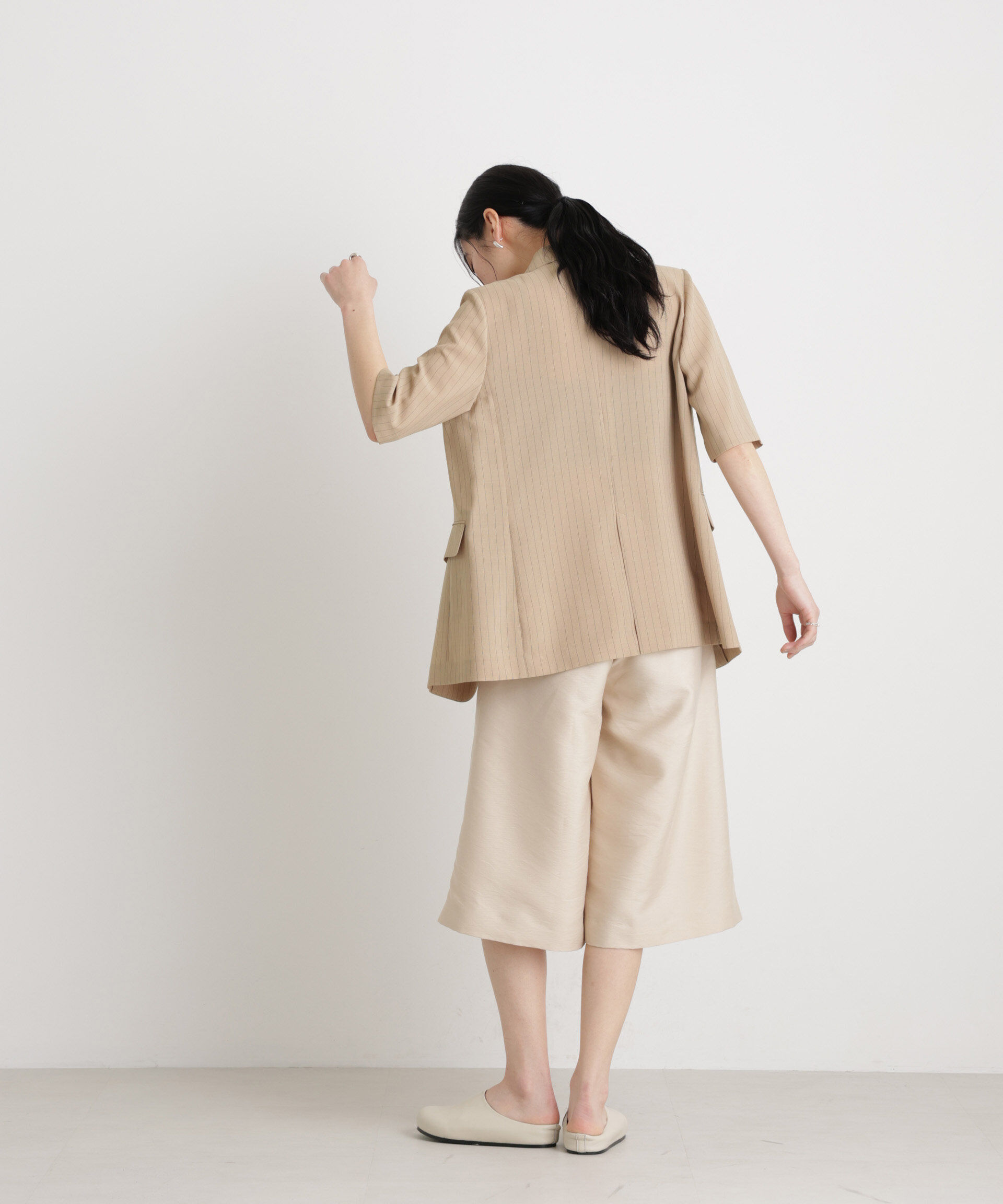 nano･universe「メランジドライ ハーフスリーブシングルジャケット(セットアップ可)」|テーラードジャケット|