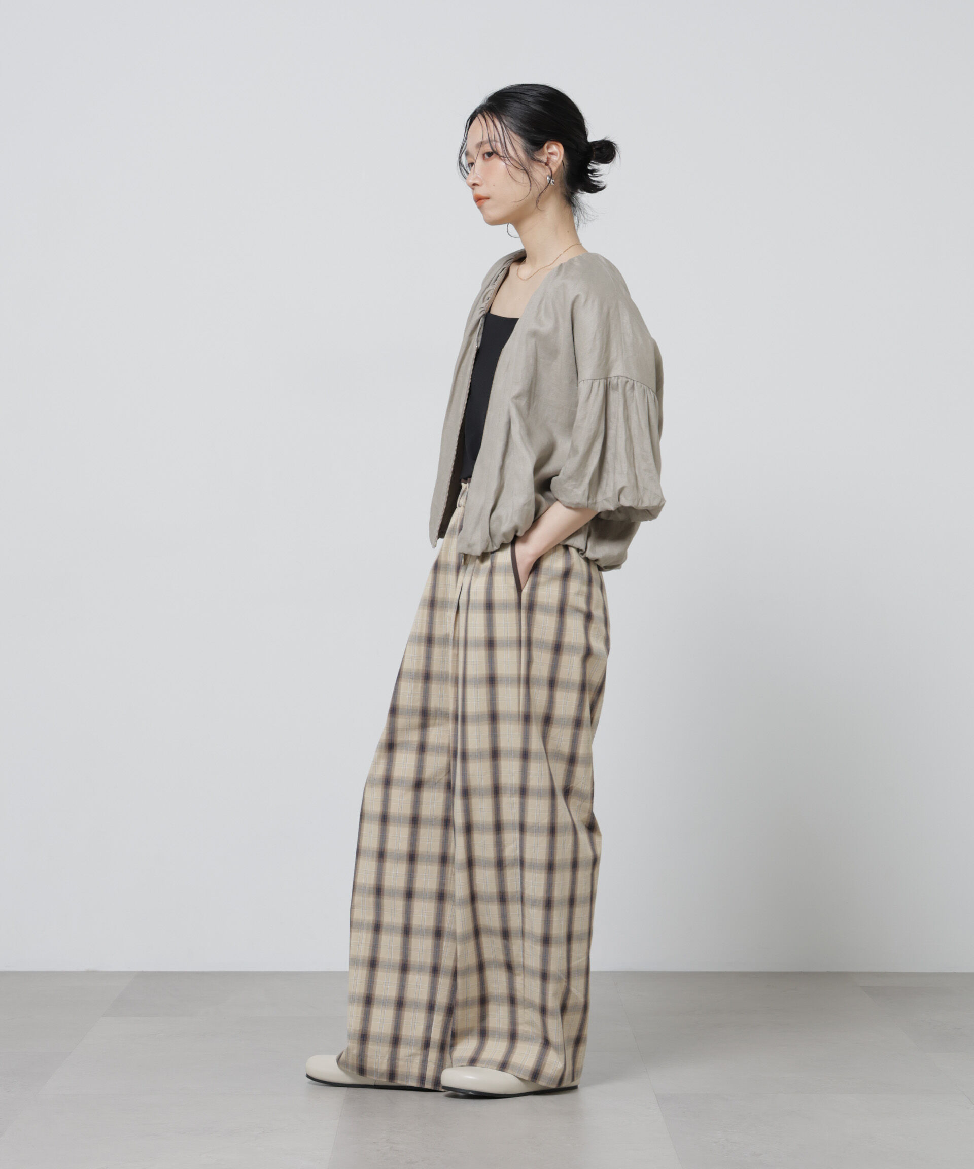 nano･universe「European Flax ギャザーバルーンブルゾン(セットアップ可)」|テーラードジャケット|