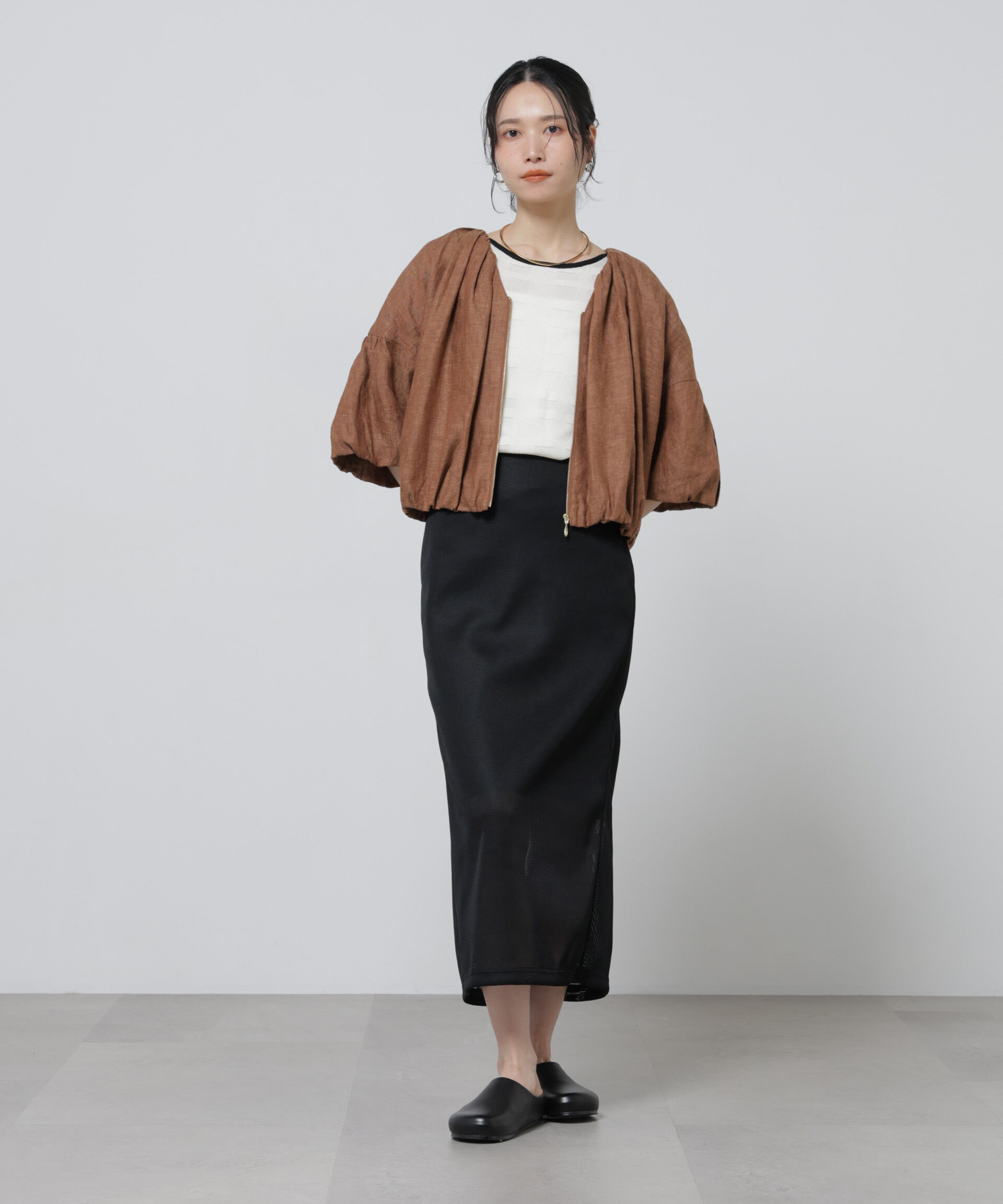 nano･universe「European Flax ギャザーバルーンブルゾン(セットアップ可)」|テーラードジャケット|