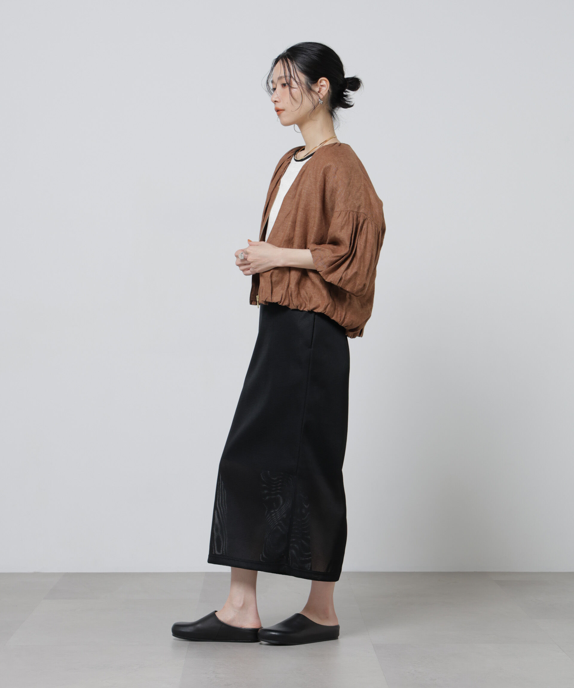 nano･universe「European Flax ギャザーバルーンブルゾン(セットアップ可)」|テーラードジャケット|