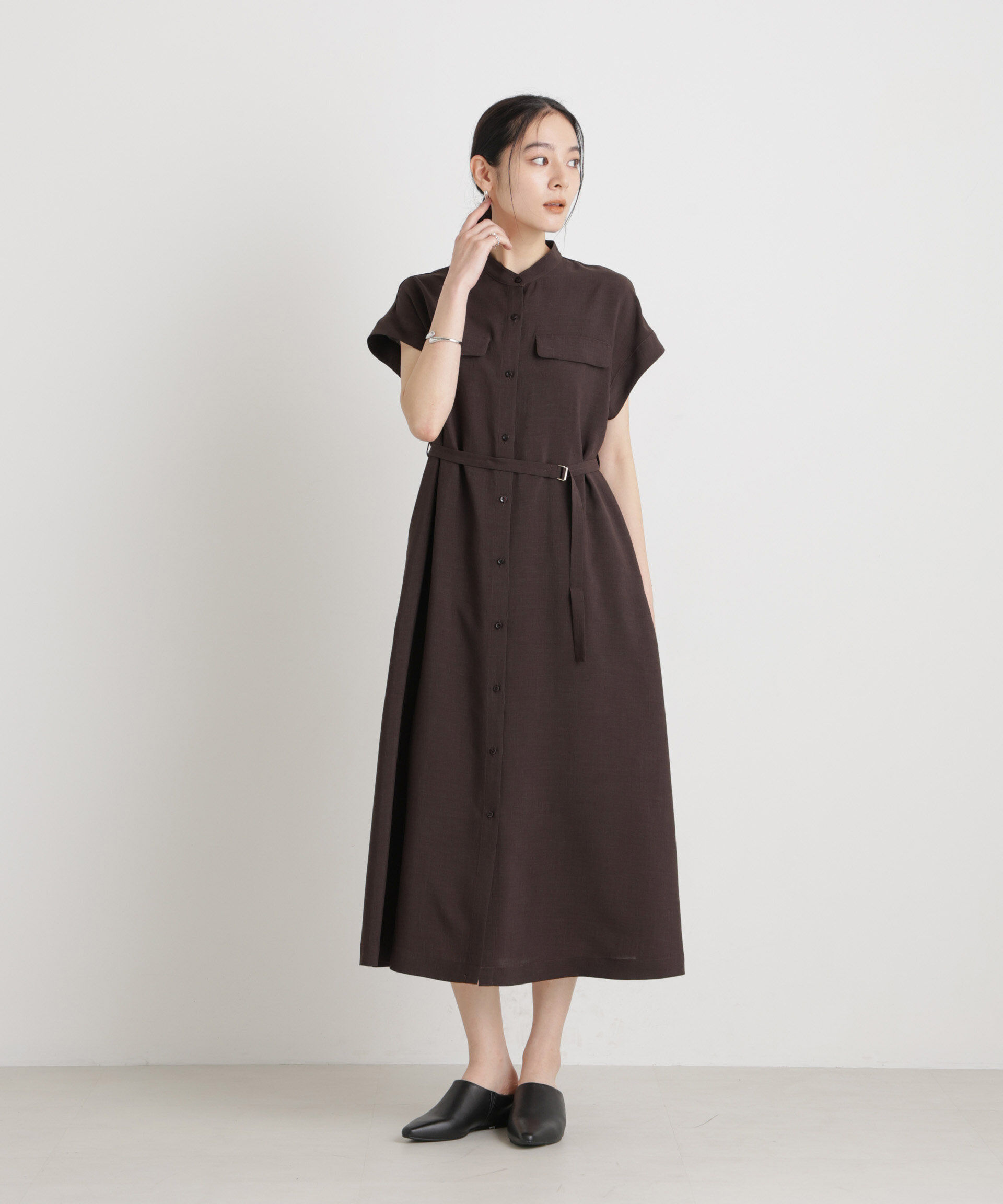 nano･universe「メランジドライ ベルト付きワンピース(セットアップ可)」|ワンピース|