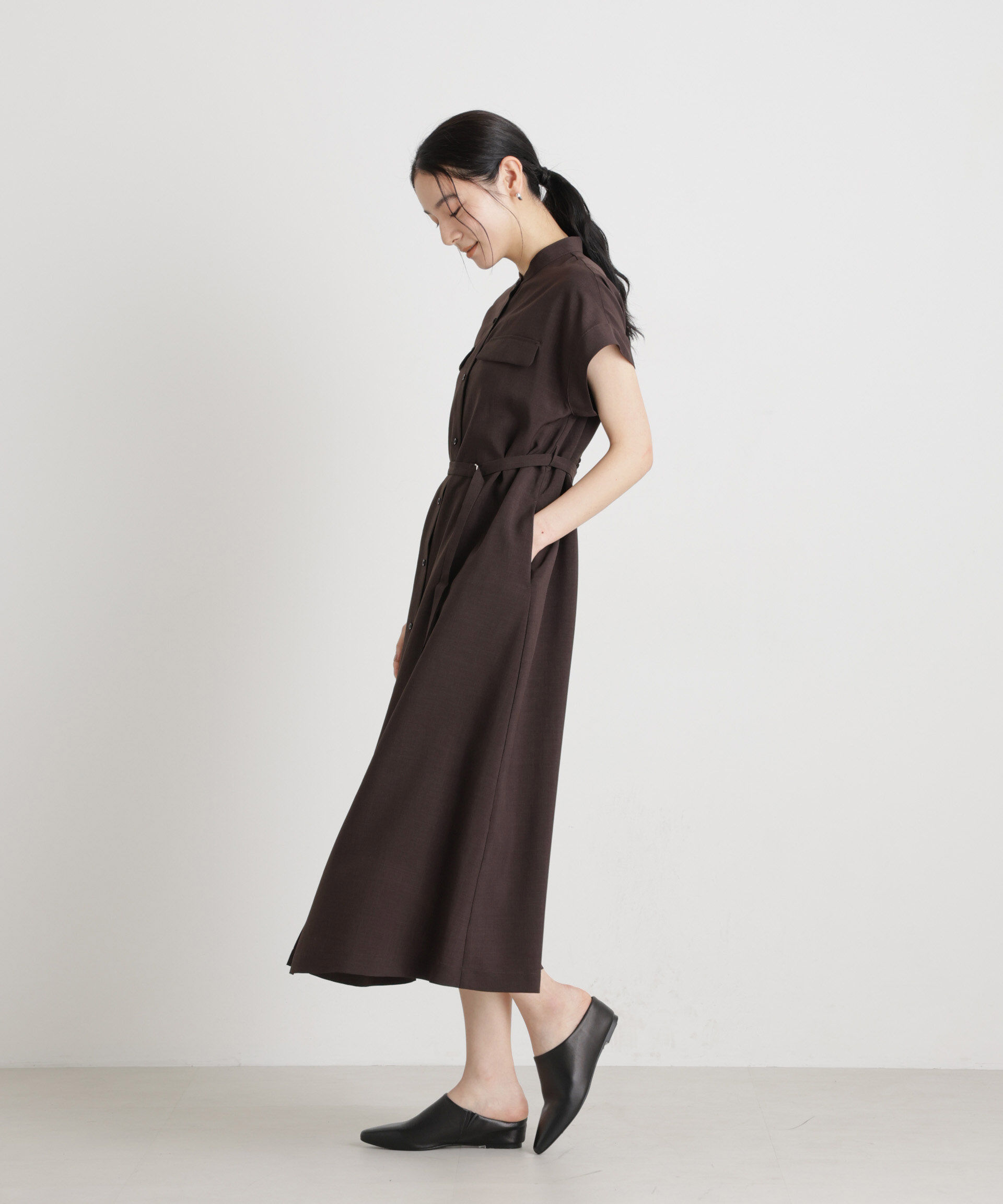 nano･universe「メランジドライ ベルト付きワンピース(セットアップ可)」|ワンピース|