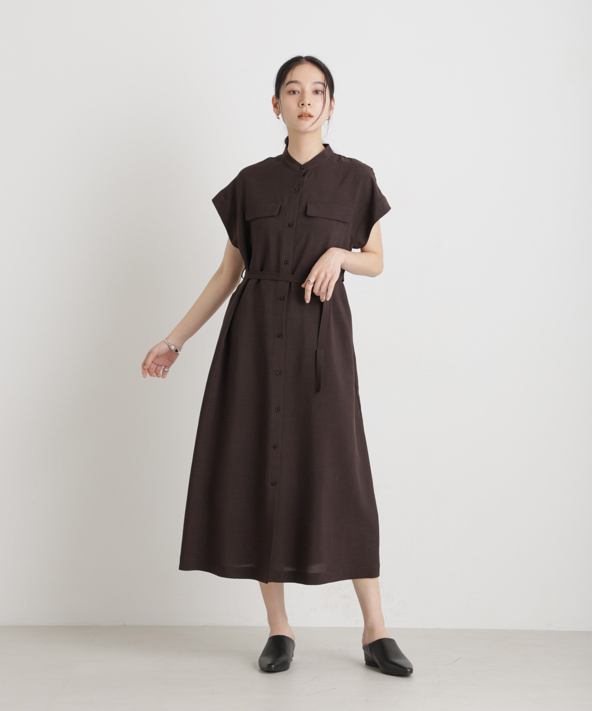 nano･universe「メランジドライ ベルト付きワンピース(セットアップ可)」|ワンピース|