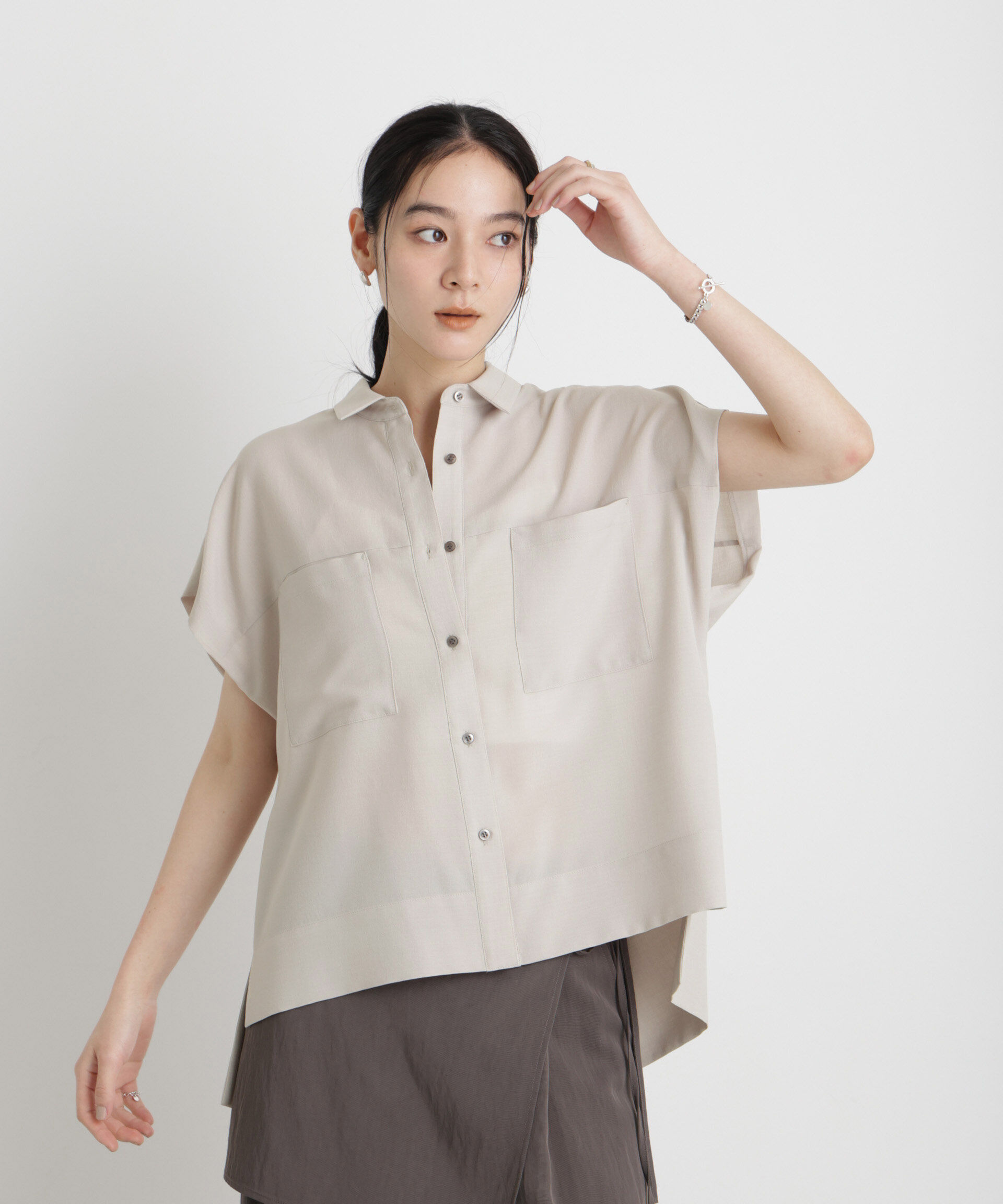 nano･universe「メランジドライ ポケットシャツ(セットアップ可)」|シャツ・ブラウス|