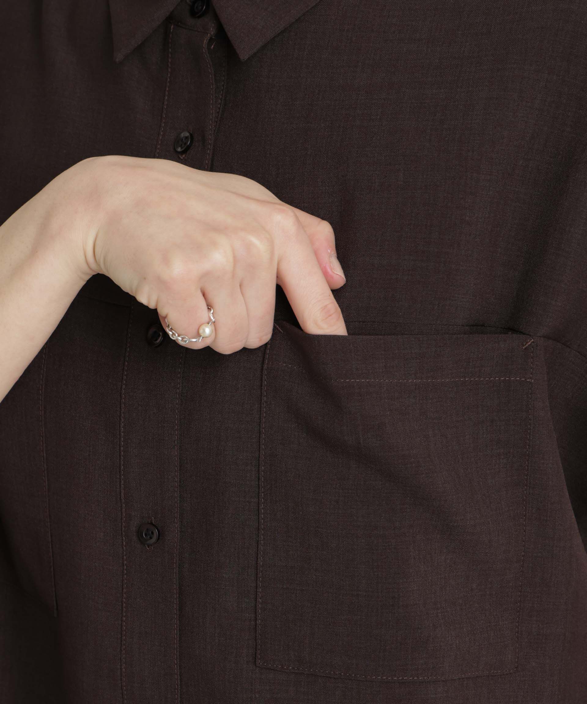 nano･universe「メランジドライ ポケットシャツ(セットアップ可)」|シャツ・ブラウス|