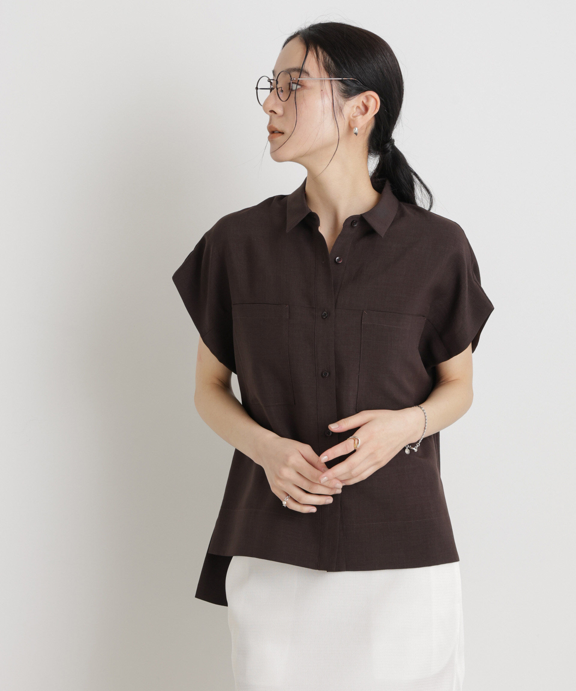 nano･universe「メランジドライ ポケットシャツ(セットアップ可)」|シャツ・ブラウス|